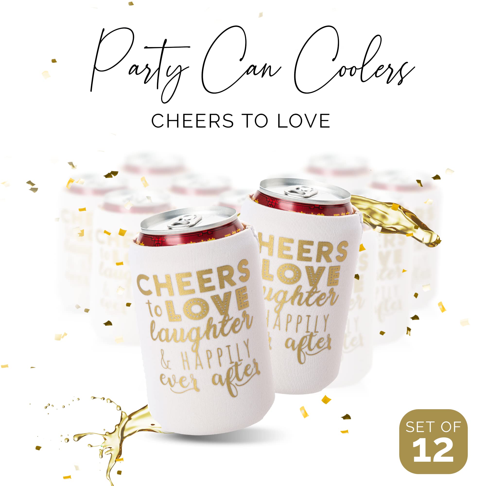 Wedding Can Cooler Decorations - 12 Cheers To Love Laughter And Happily Ever After, Rehearsal Dinner Favors, Wedding Supplies -