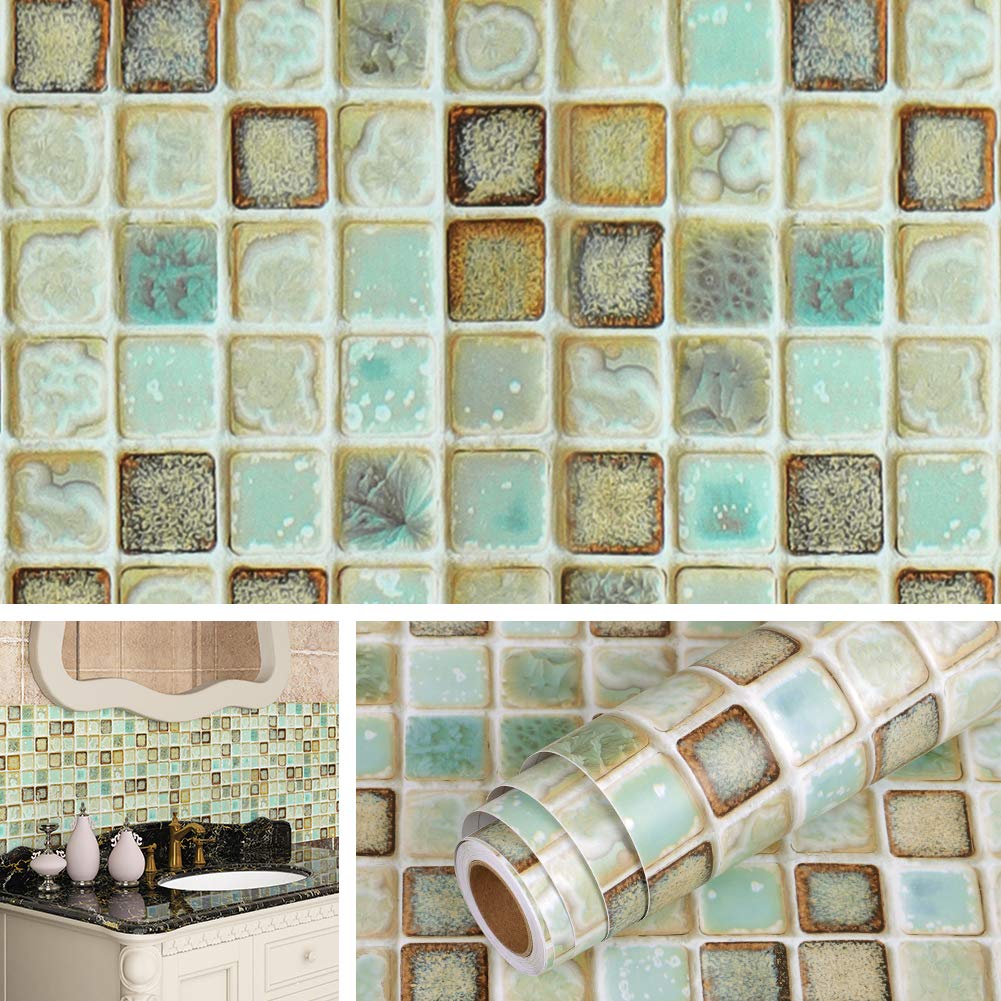 Livelynine Vinyl Bathroom Wallpaper Peel And Stick Backsplash For Kitchen Wall Paper Waterproof Contact Paper For Walls Floors S
