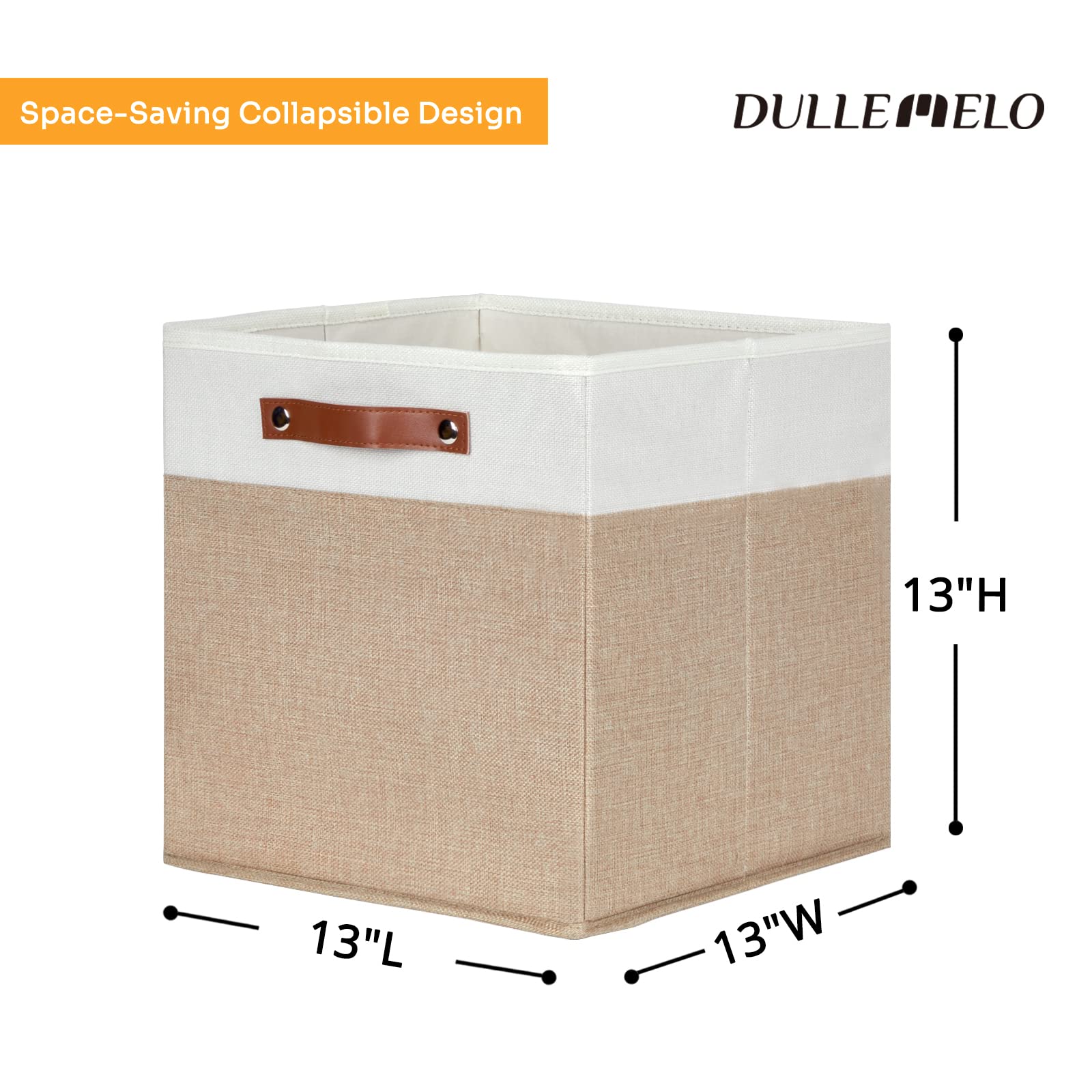 Dullemelo Cube Storage Bins,13 X 13 X 13 Inch Fabric Storage Cubes For Organizing,Collapsible Foldable Linen Canvas Closet Stora