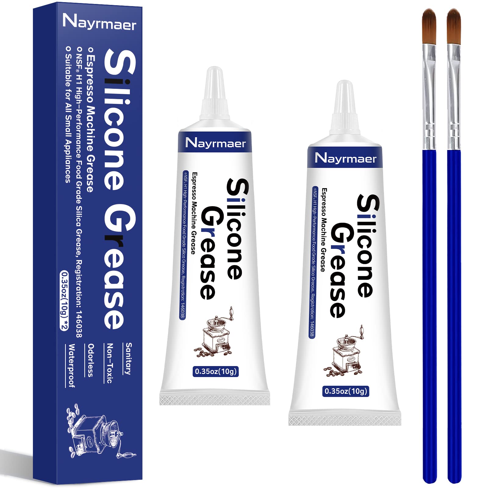Espresso Machine Grease, 2 X 10G Silicone Grease Maintenance Kit For Care And Maintenance Of All Coffee Machines, Food Grade Gre