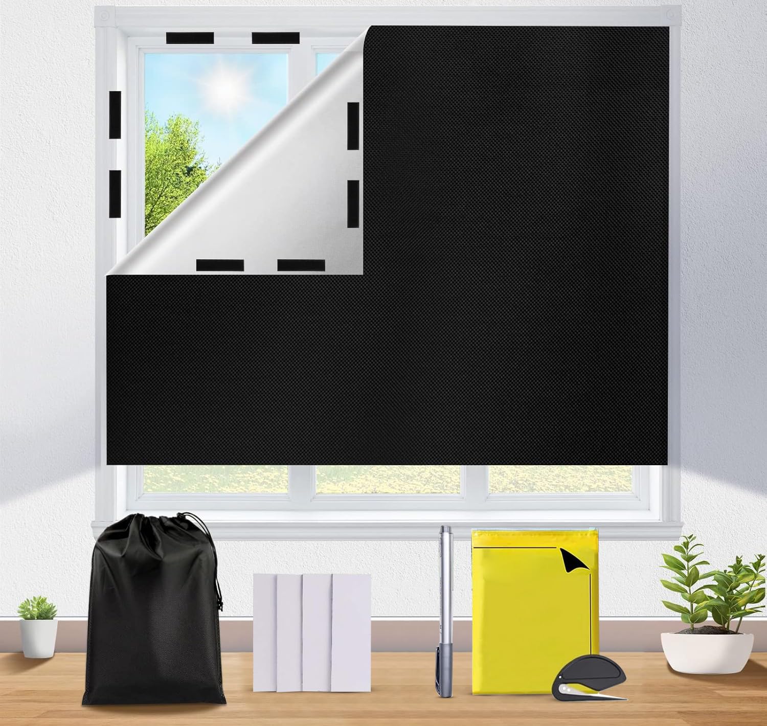 Panca Portable Blackout Window Shades 10Ft*5Ft | Uv-Blocking Insulated Blinds For Bedroom, Baby Nursery, Travel & Office | 100% 