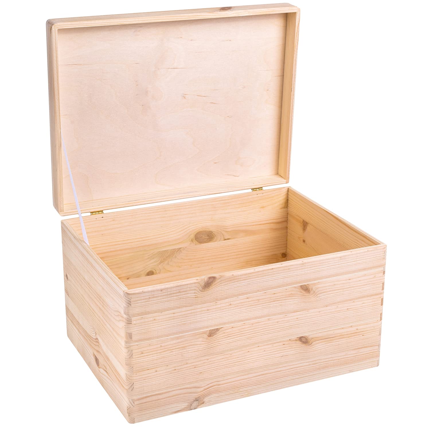 Creative Deco XXL Large Plain Wooden Box Storage Hinged Lid | 15.8x11.8x9.44 inches (+-0.5) | Unpainted Gift Box Tool Dog Toy Cl