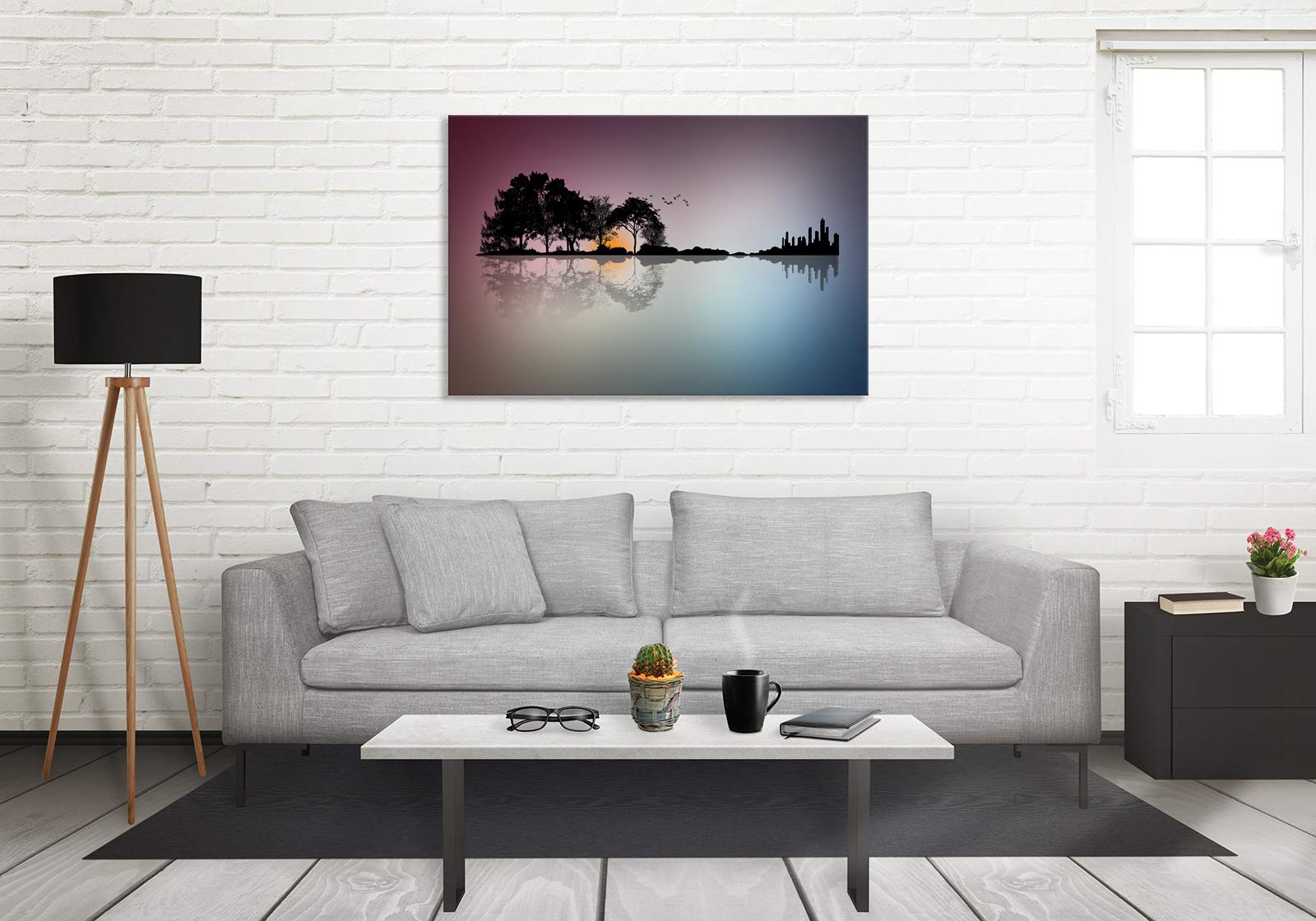 Urttiiyy Modern Blue White Music Abstract Guitar Tree Canvas Paintings Wall Art Home Decor Living Room Hd Printed Painting Frame