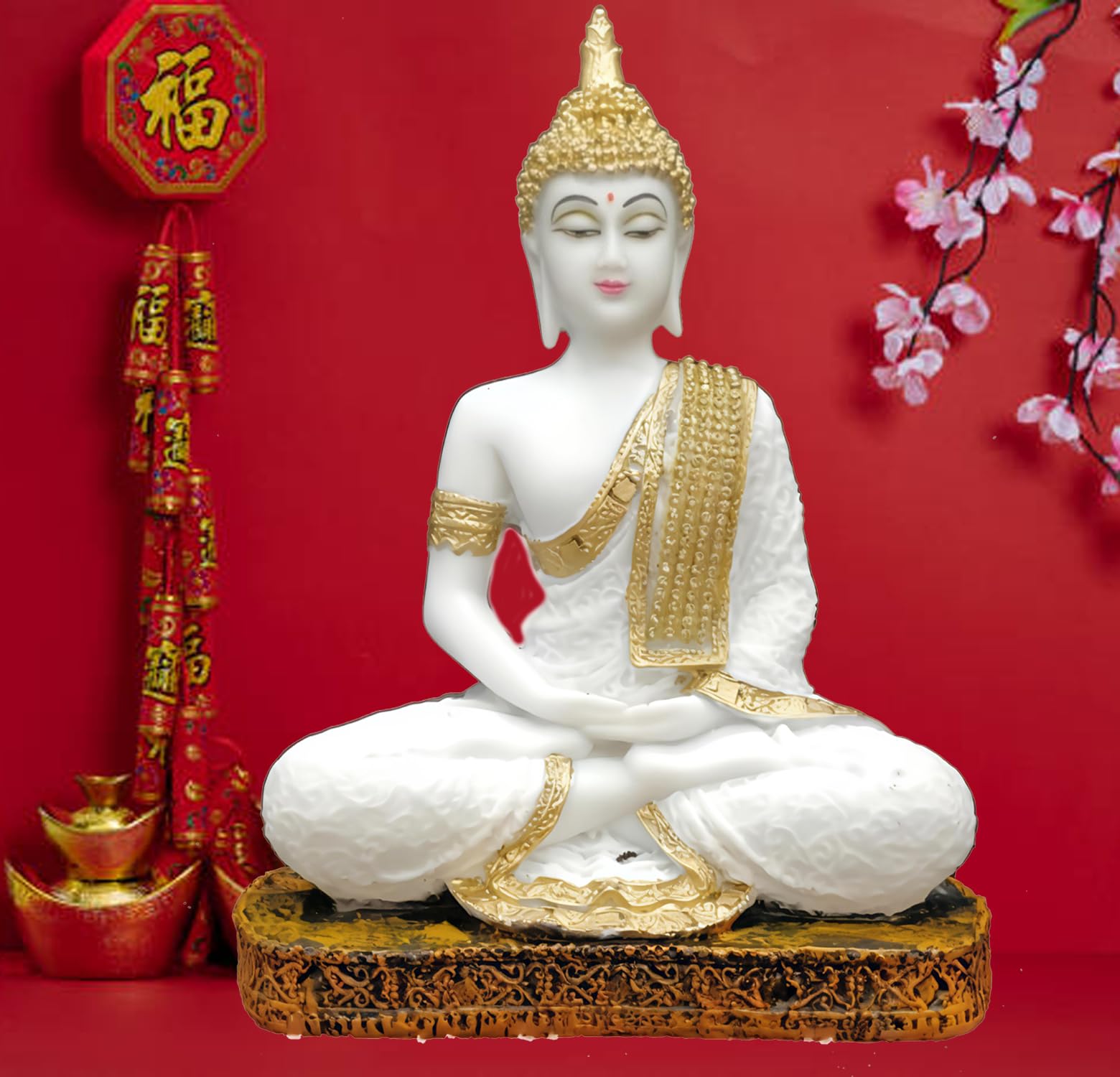 Sn Handicrafts Sitting Polystone Home Decor Decoration Buddha Idol Statue Showpiece Gift Gifting Item Buddha Idol Statue Showpie