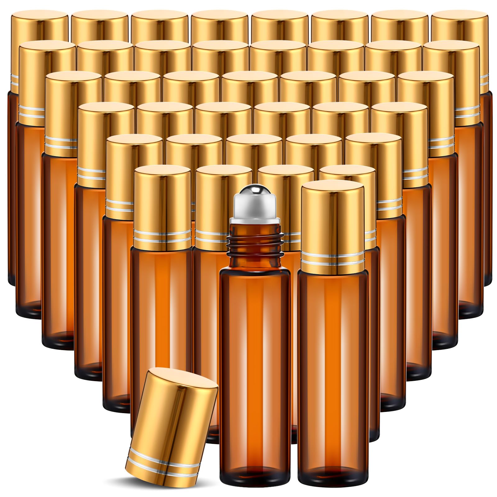 Tanlade 100 Pcs Essential Oil Roller Bottles 10 Ml Amber Roll On Glass Roller Bottles Refillable Leakproof Empty Rollerball Bott