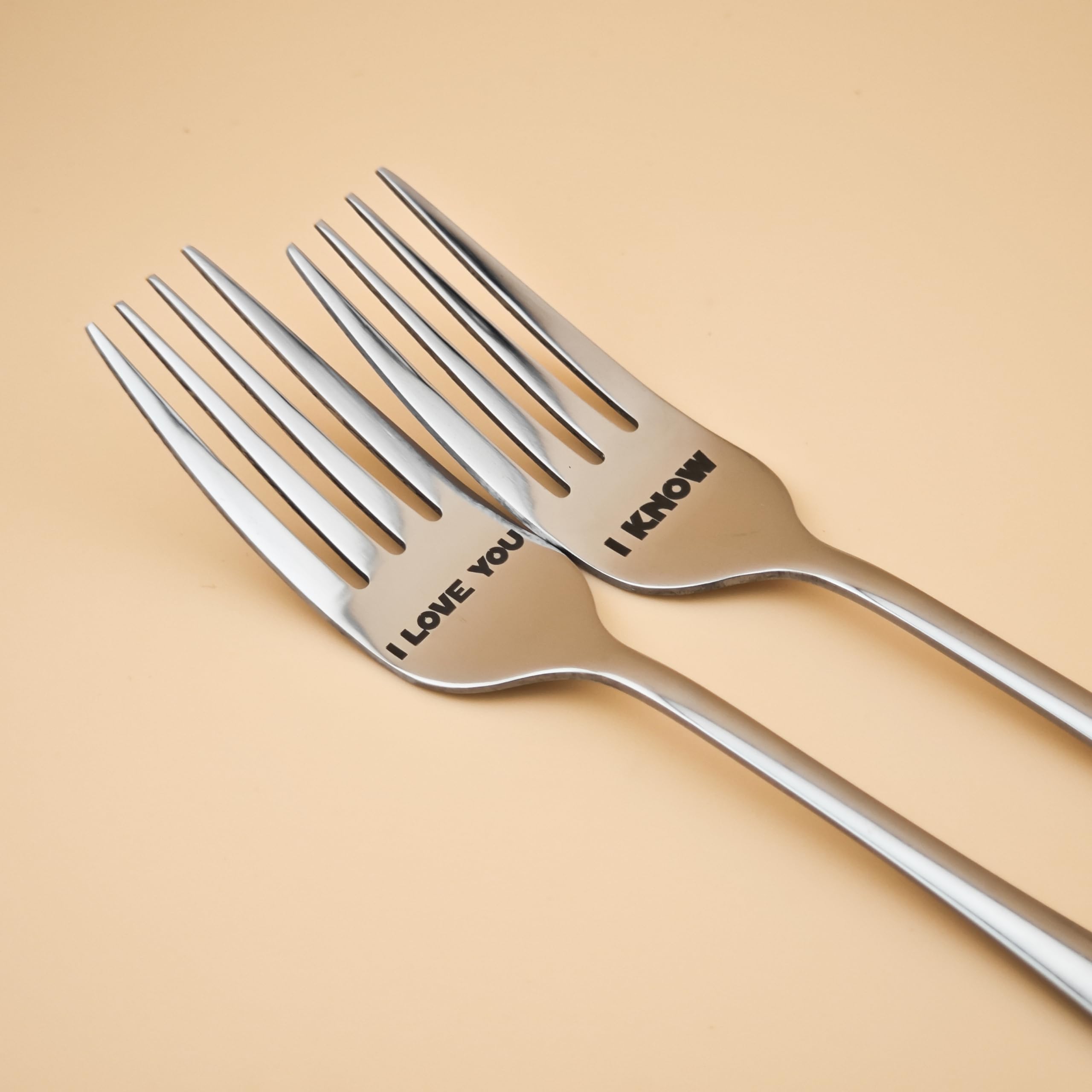 I Love You/I Know Pair Of Forks For Couple 7.9'' Laser-Engraved Fork With Gift Box, Valentine Gift For Starwars Fans