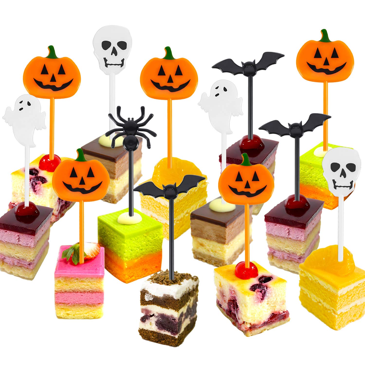 Tatuo 50 Pieces Plastic Halloween Toothpicks Halloween Cupcake Topper Cake Decorations Picks Ghost Decor For Kids Birthday Theme