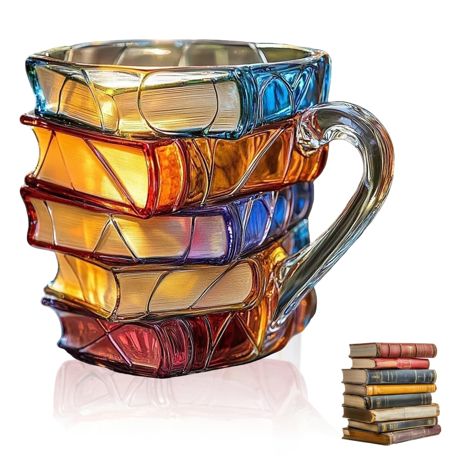 Trzzyan Painted Book Mug Novelty Coffee Mugs for Book Lover Gifts for Women Unique Coffee Mugs 7 Oz Cool Funny Bookish Cute Tumb