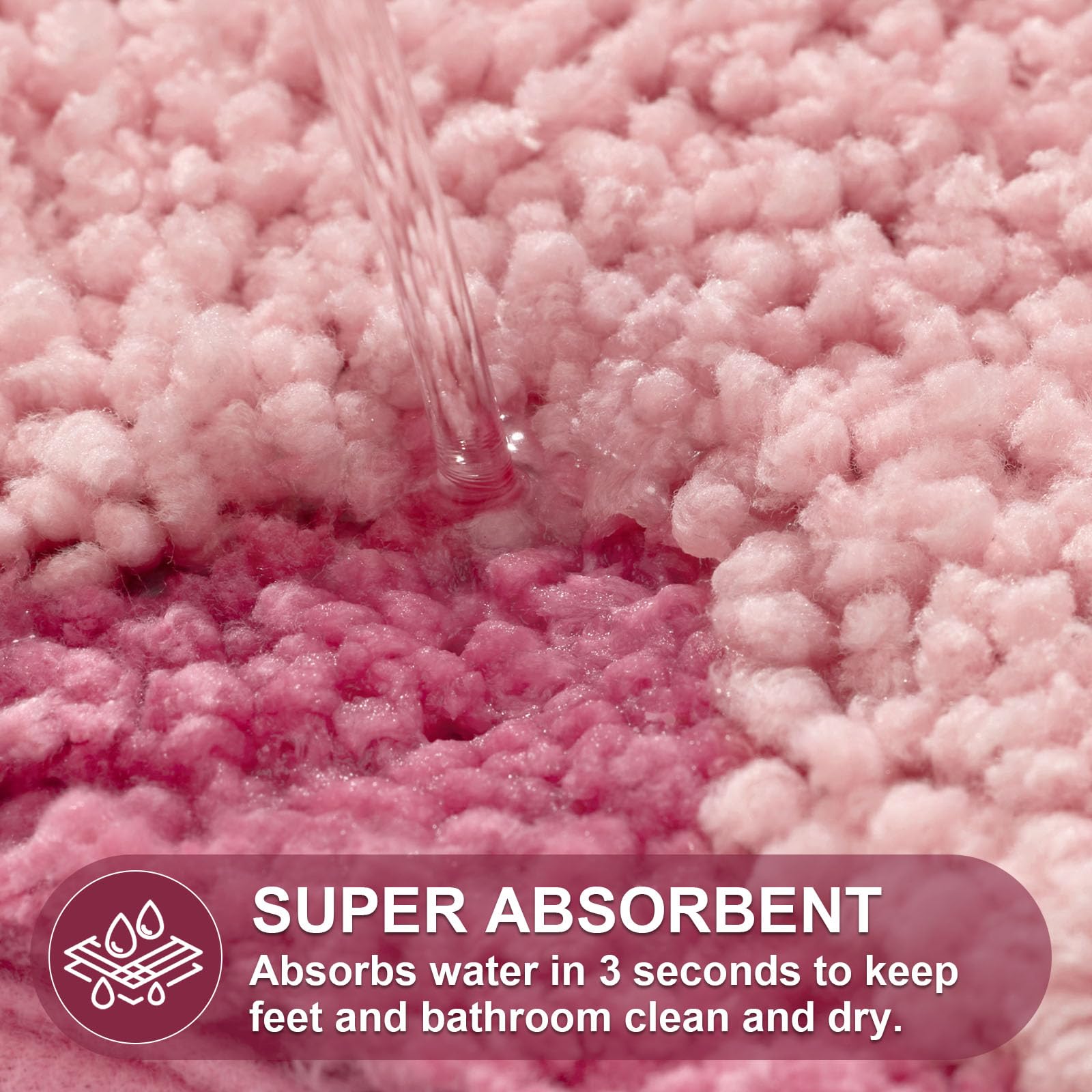 Ortigia Cute Pink Scalloped Bath Mat, Fun Plush Microfiber Scallop Bathroom Rugs Non Slip Washable Quick Dry Absorbent, Bathmat