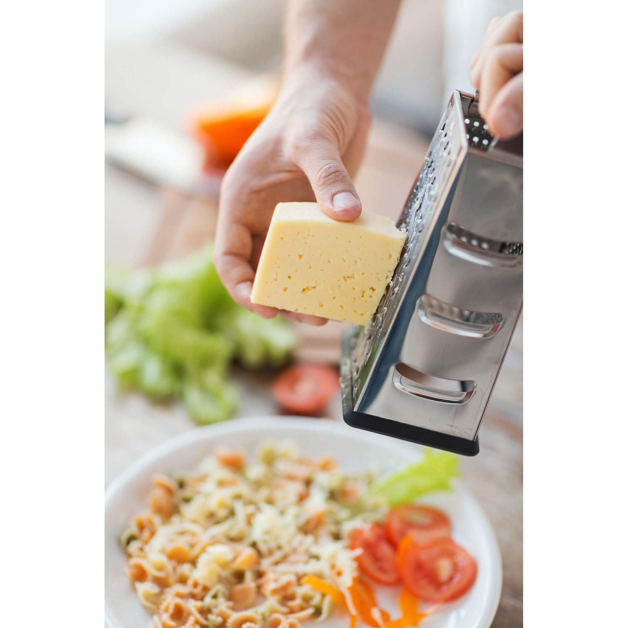 Hic Kitchen Professional Grater Zester, Stainless Steel, 4 Multi-Grating Surfaces, 7.5 X 4.25 X 3.25-Inches, Secure-Grip Handle,