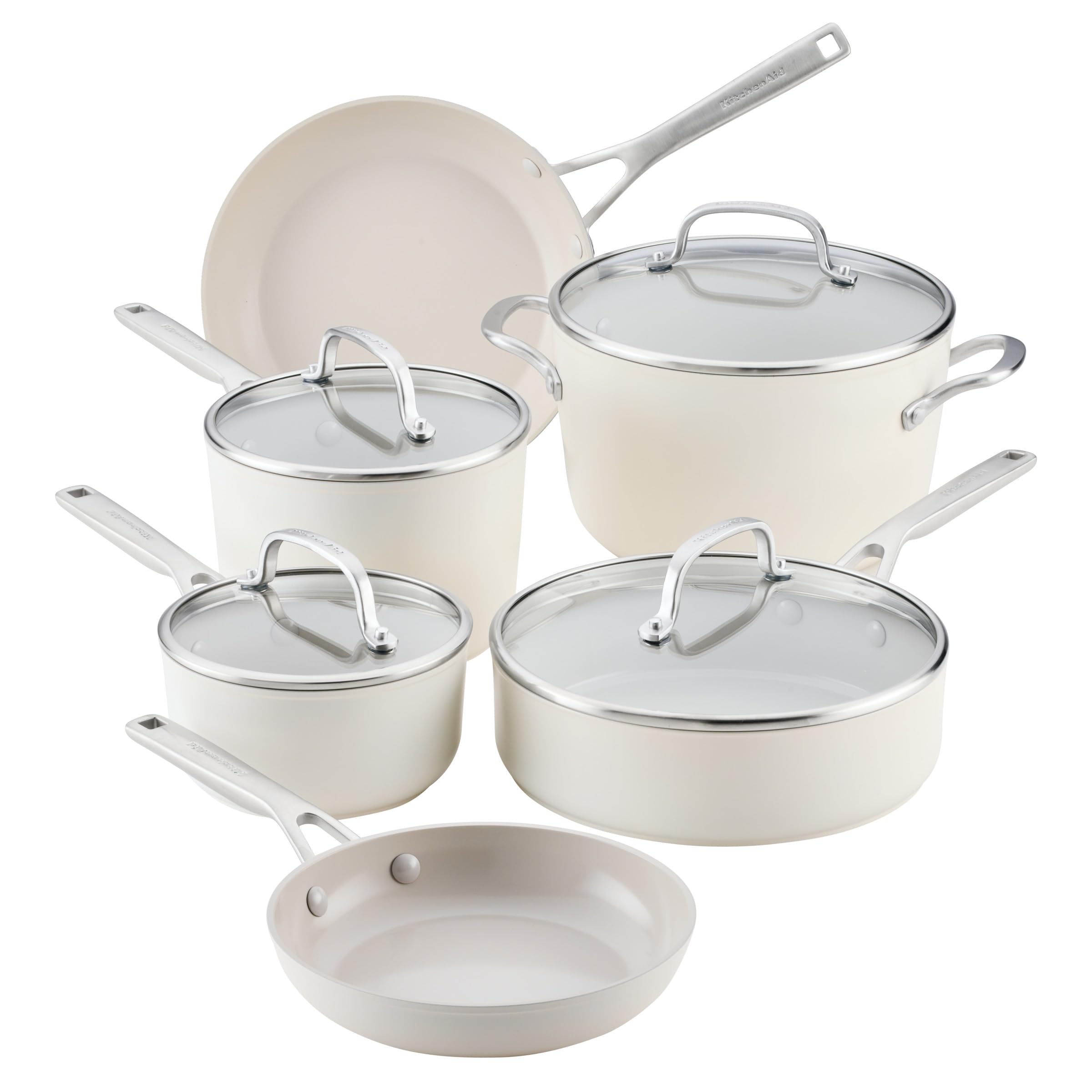 KitchenAid Hard Anodized Ceramic Induction Pots and Pans, Dishwasher Safe, Includes Saucepans, Stockpot, Saut   Pan, Frying Pans