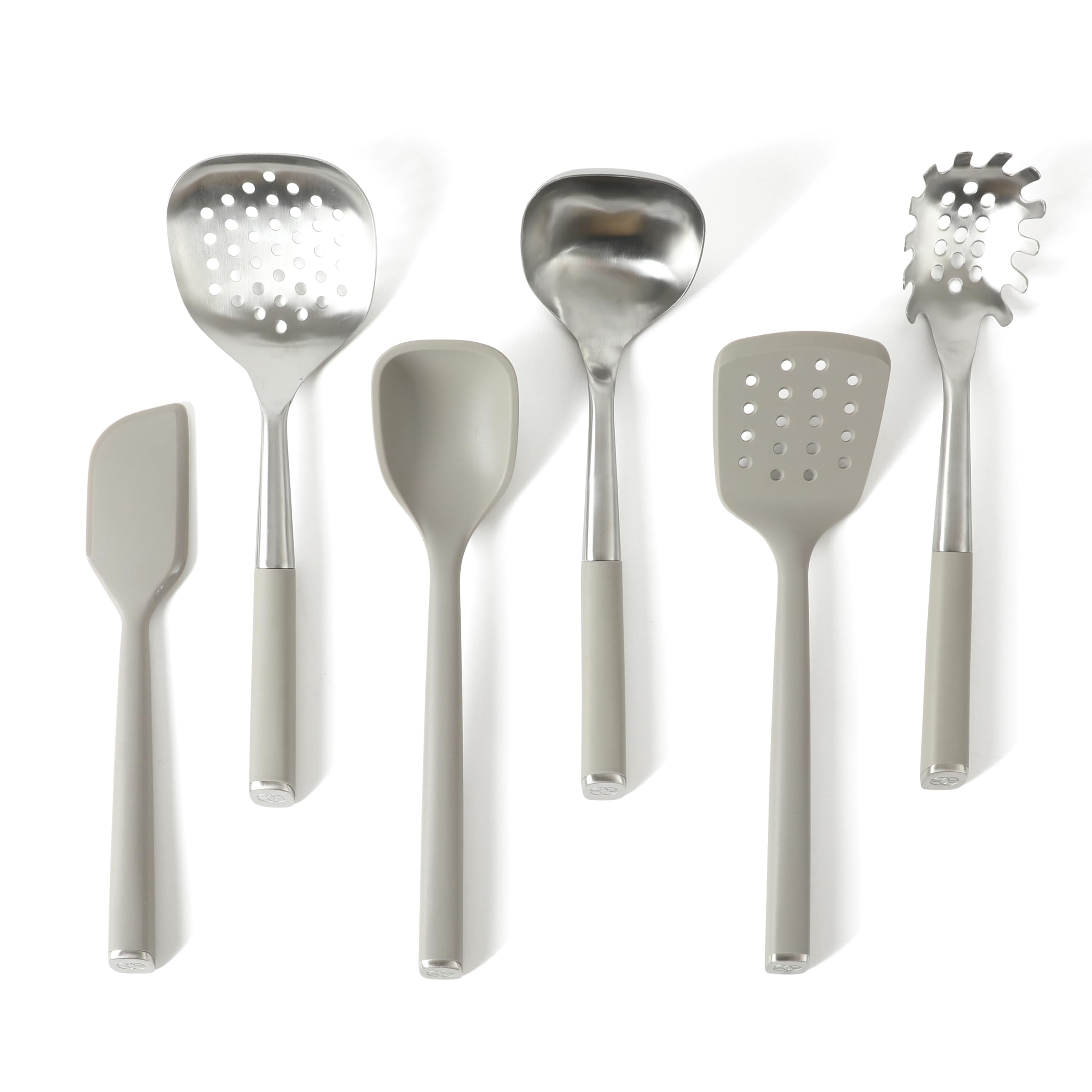 Calphalon Edge 6Piece Stainless Steel and Silicone Kitchen Tool Set, Kitchen Utensil Set, Scraper, Skimmer, Spoon, Ladle, Turne