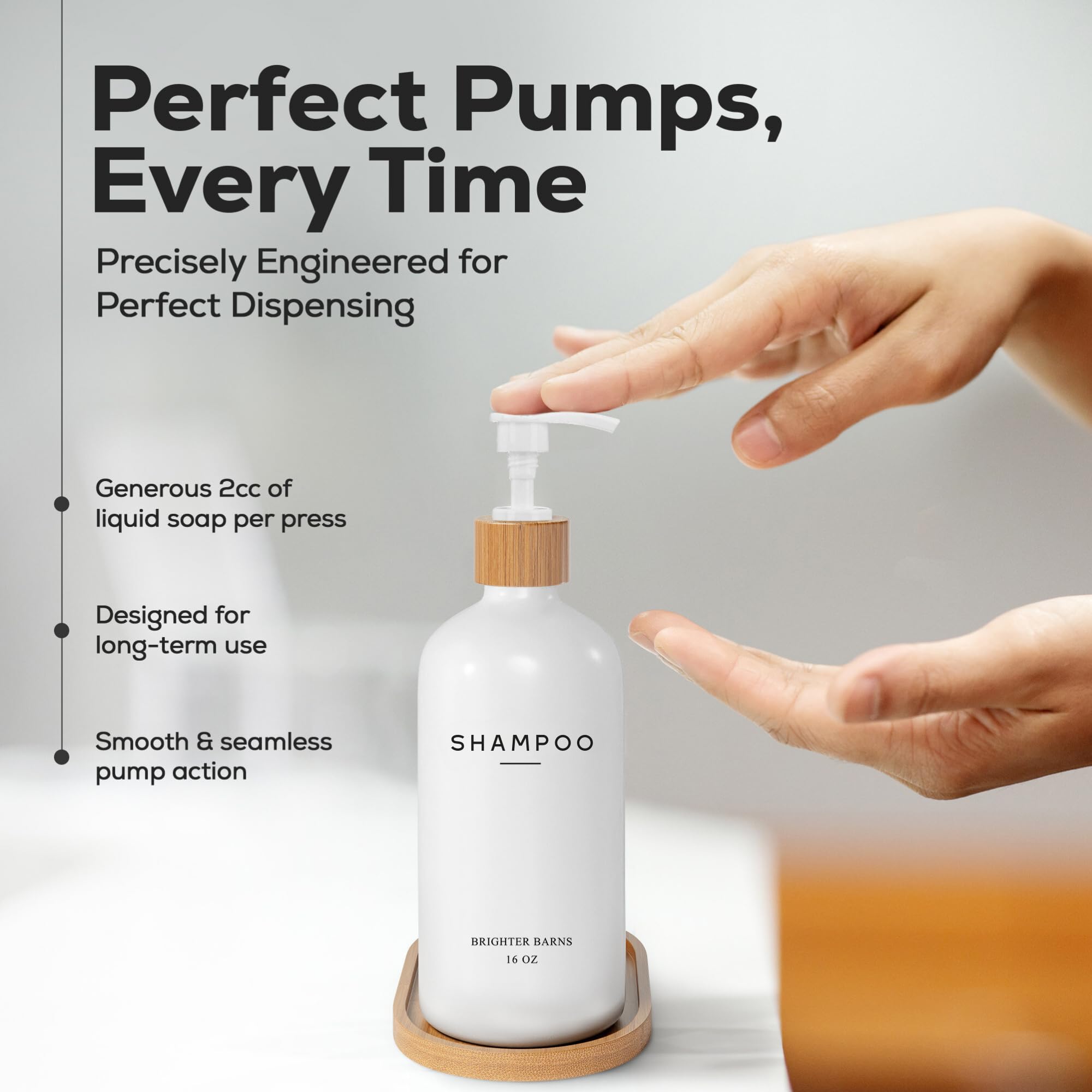 White Shampoo And Conditioner Dispenser Set By Brighter Barns - Shower Dispenser - Shampoo Conditioner Body Wash Dispenser With