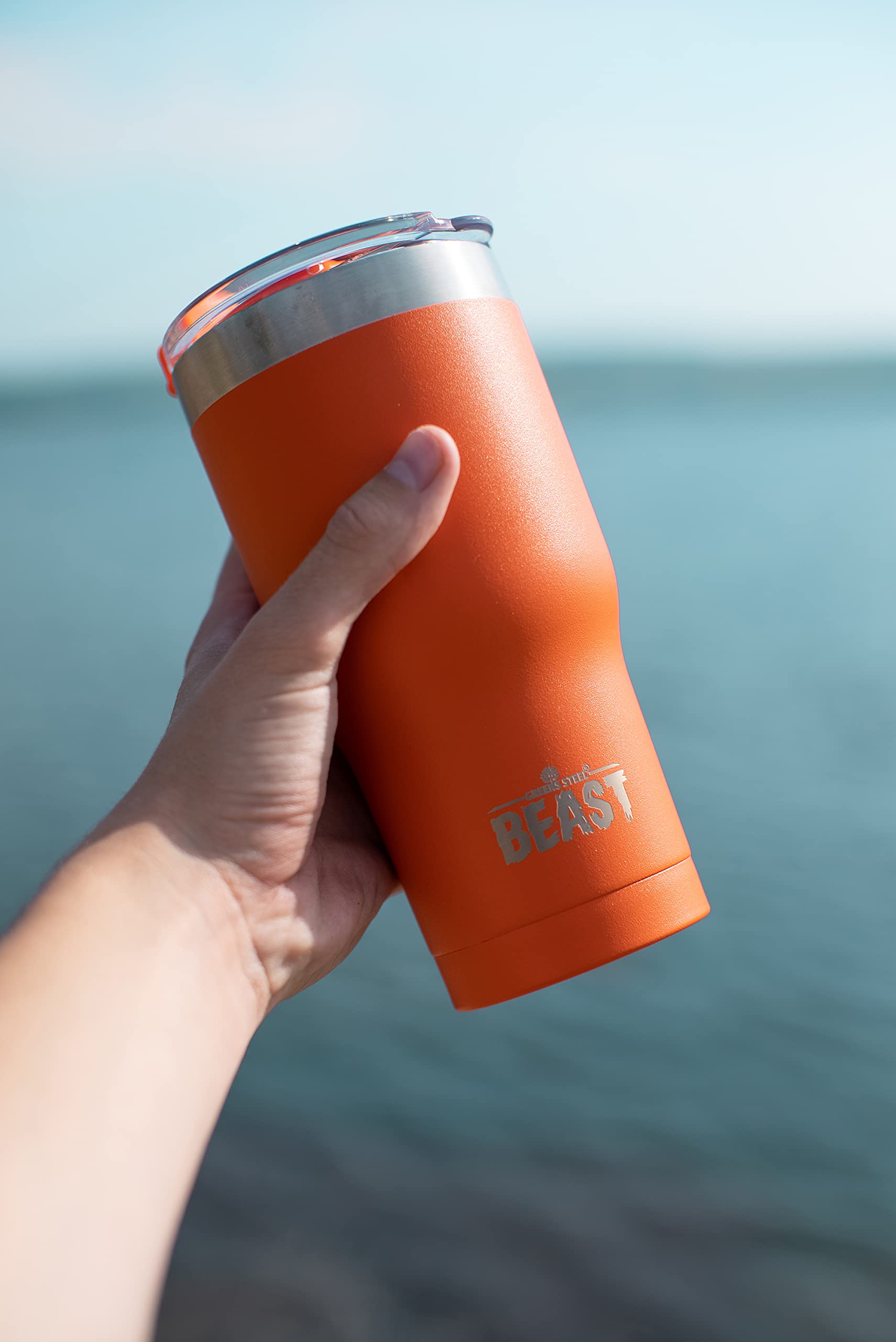 Beast 20 oz Tumbler Stainless Steel Vacuum Insulated Coffee Ice Cup Double Wall Travel Flask (Orange)