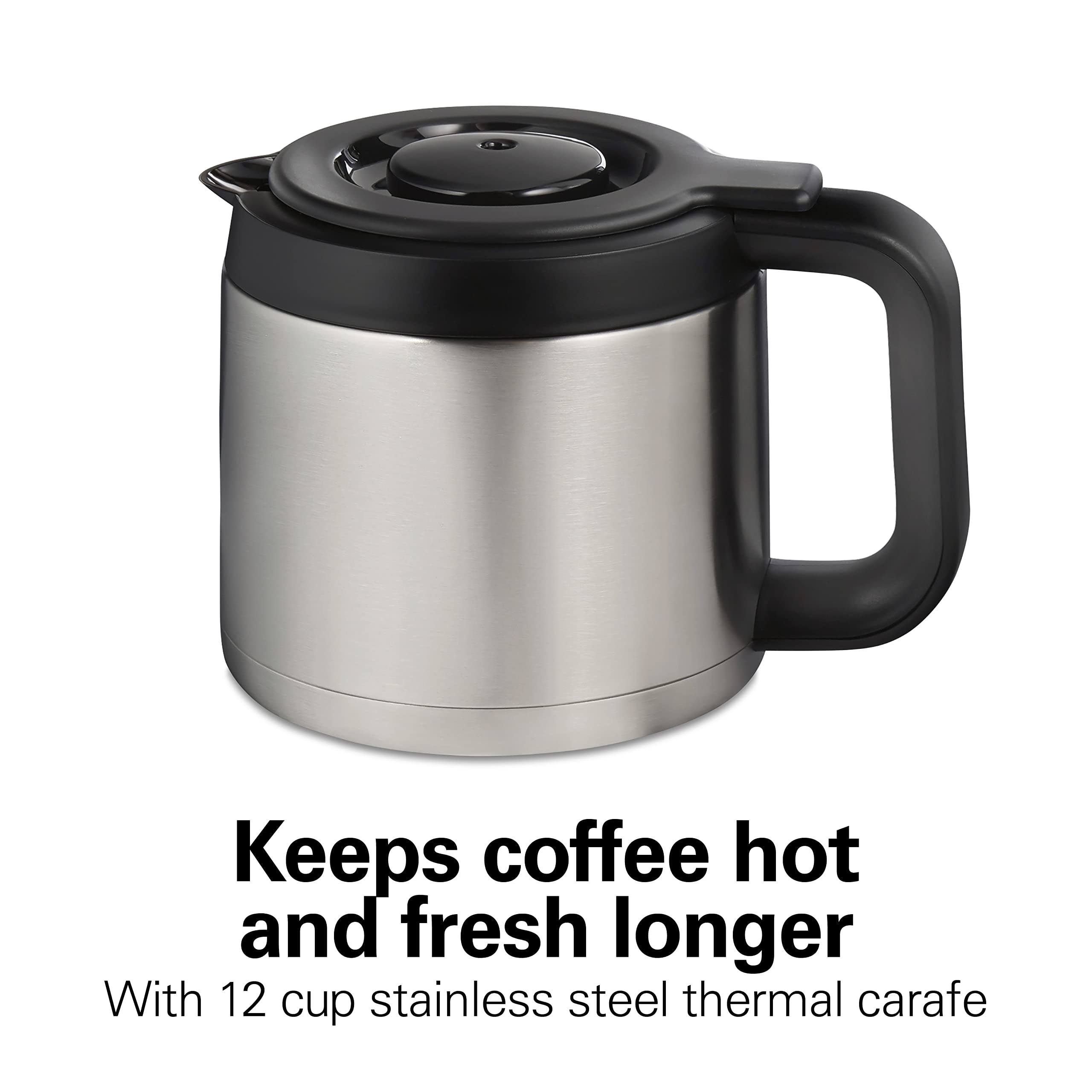 Hamilton Beach FlexBrew Trio Coffee Maker, 12-Cup Thermal Pot, Black & Stainless, K-Cup Pod & Ground Compatible, Model 49920