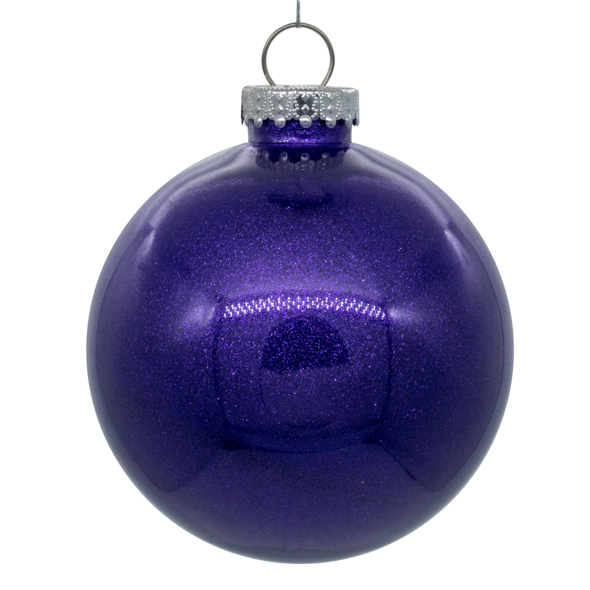 Vickerman 3 Clear Ball Christmas Ornament with Purple Glitter Interior.