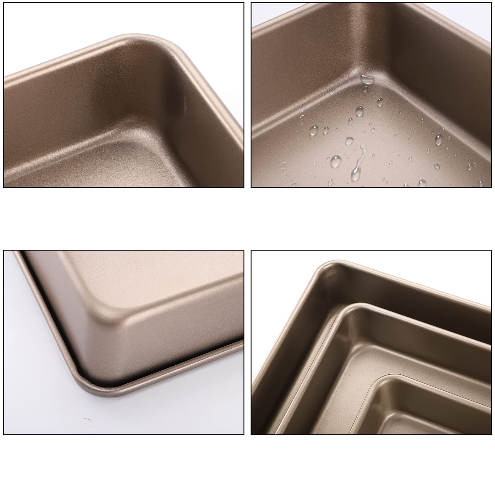 Dicunoy Set Of 3 Baking Pans Set, Nonstick Rectangle Cake Baking Sheet For Oven, Bakeware Bread Pans, Heavy Duty Carbon Steel Br