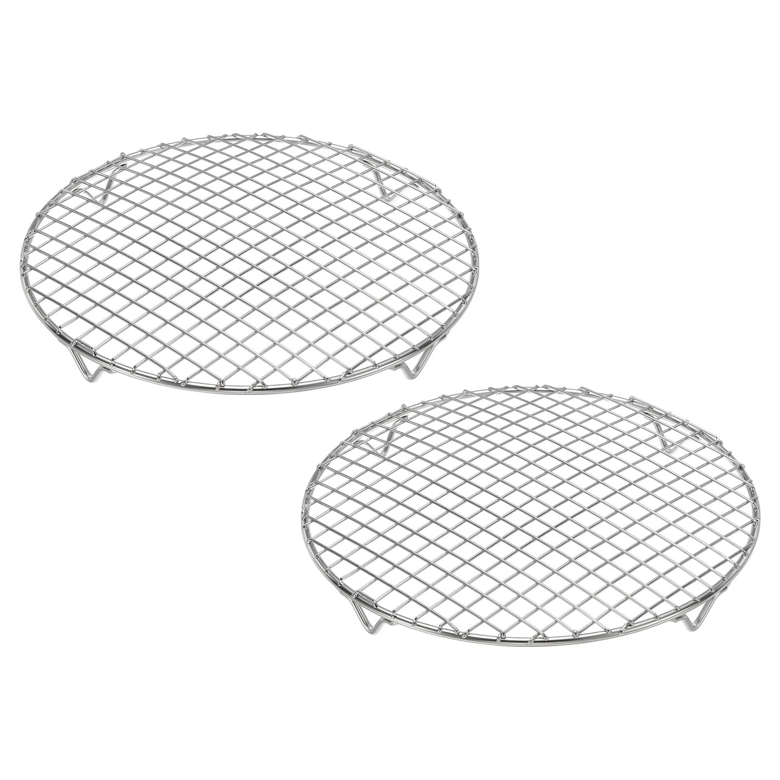 uxcell 2 Pcs Round Cooking Rack 9.8 Inch Dia Stainless Steel Wire Cooling Steamer Rack for Baking Canning Cooking Roasting Cooli