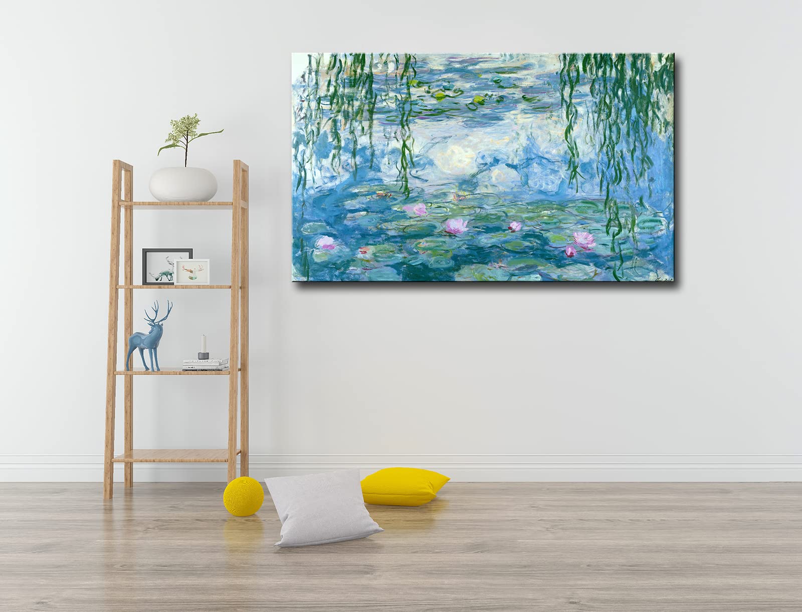 Claude Monet Canvas Wall Art - Water Lilies Classic Artwork Picture Print With Framed Painting For Home Office Wall Decor-16'' X