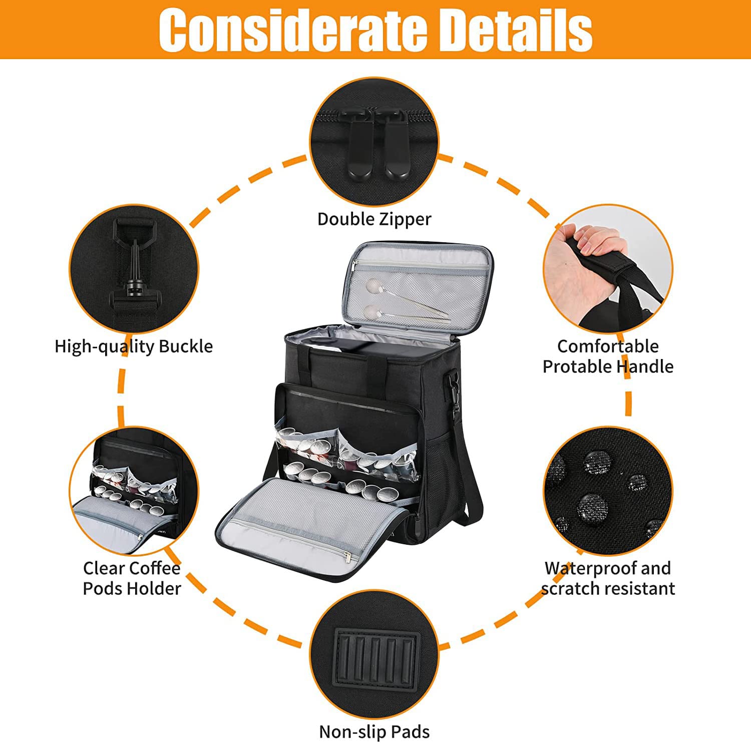 Leforz Travel Coffee Maker Carrying Bag Compatible With Keurig K-Slim/K-Express/K-Iced,Single Serve Coffee Maker Portable Storag