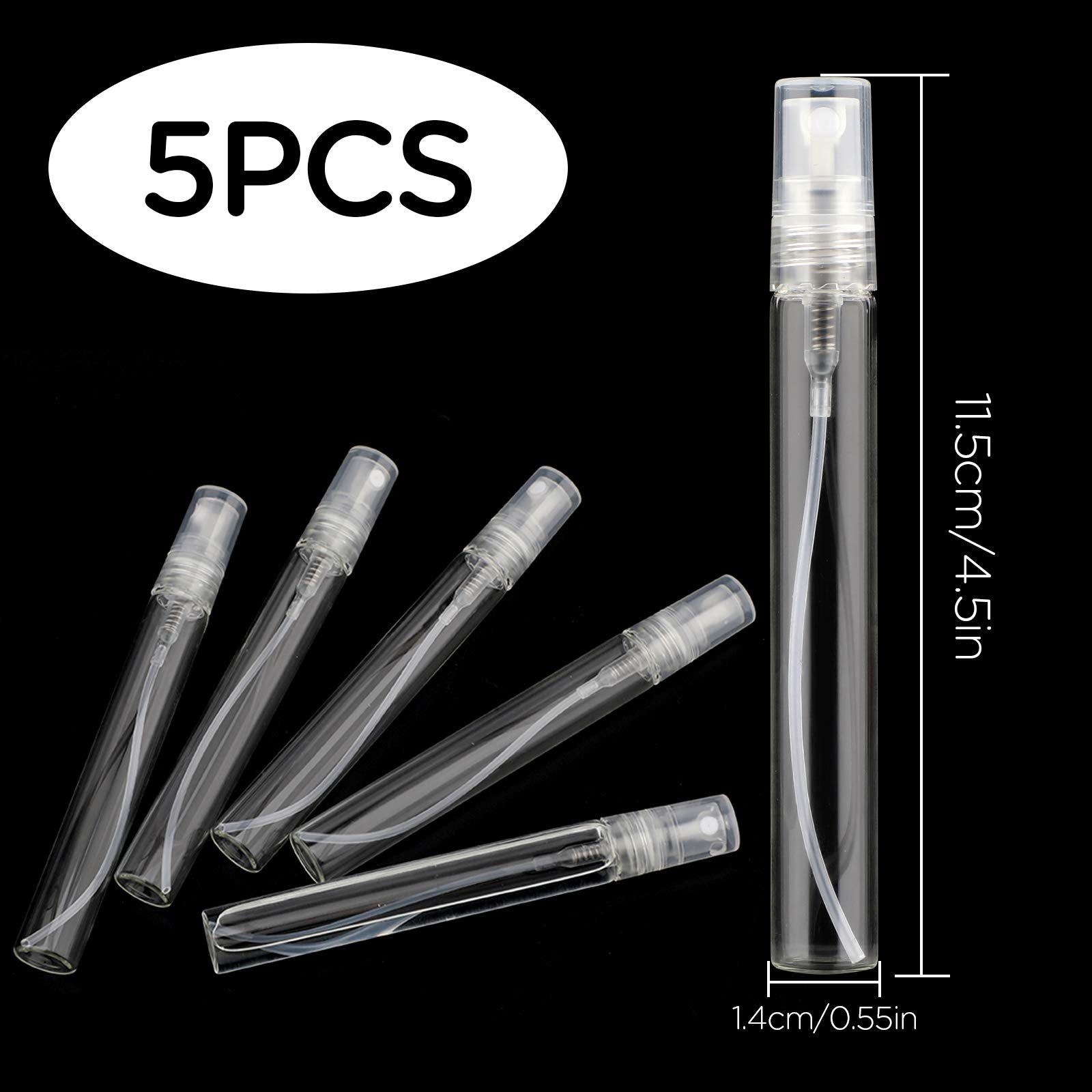 Savita 5 Pcs 10Ml Grass Perfume Spray Bottle Transparent Atomizer Refillable Small Empty Liquid Containers Fine Mist For Essenti