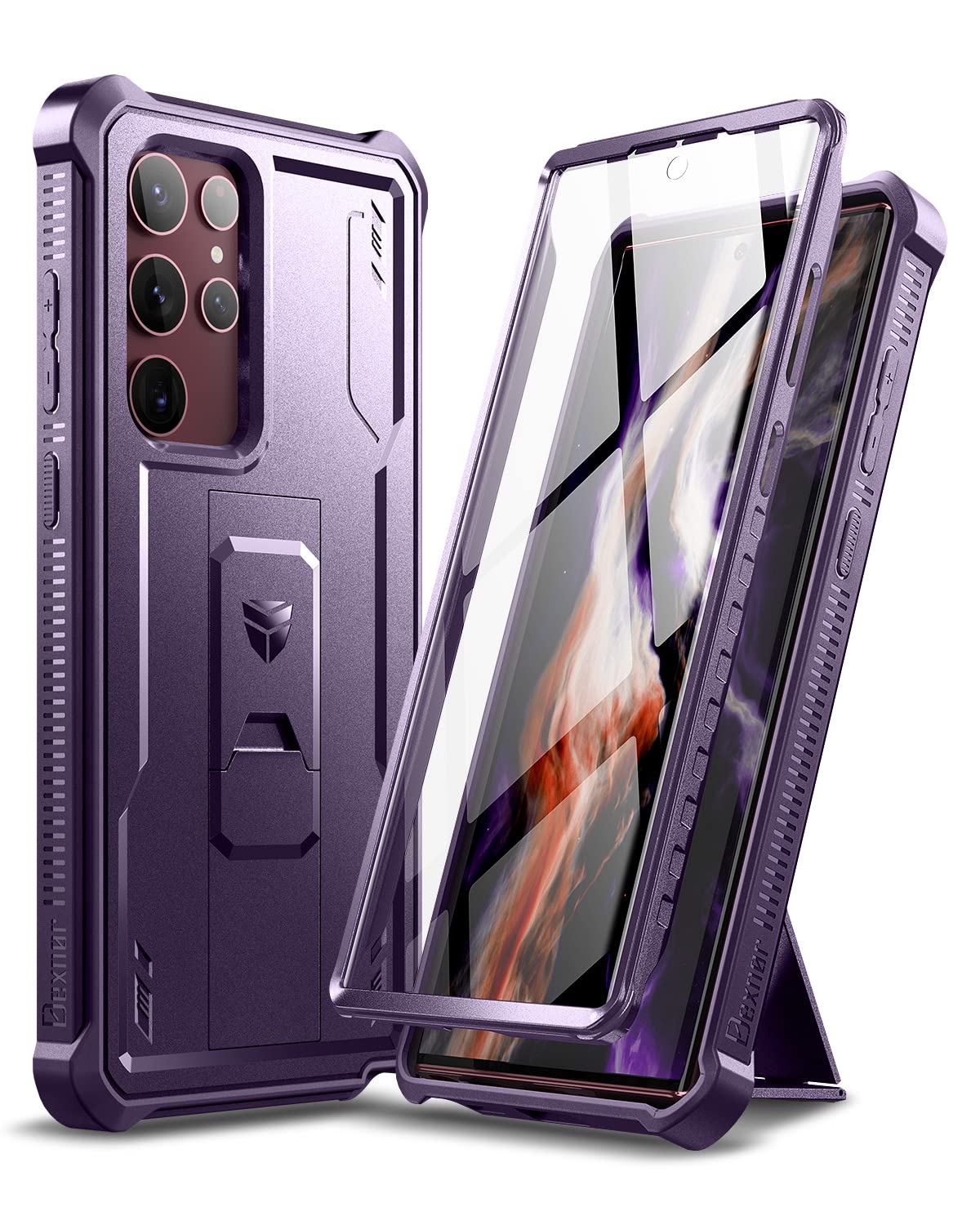 Dexnor For Samsung Galaxy S22 Ultra Case, Built In Screen Protector And Kickstand] Heavy Duty Military Grade Protection Shockpro