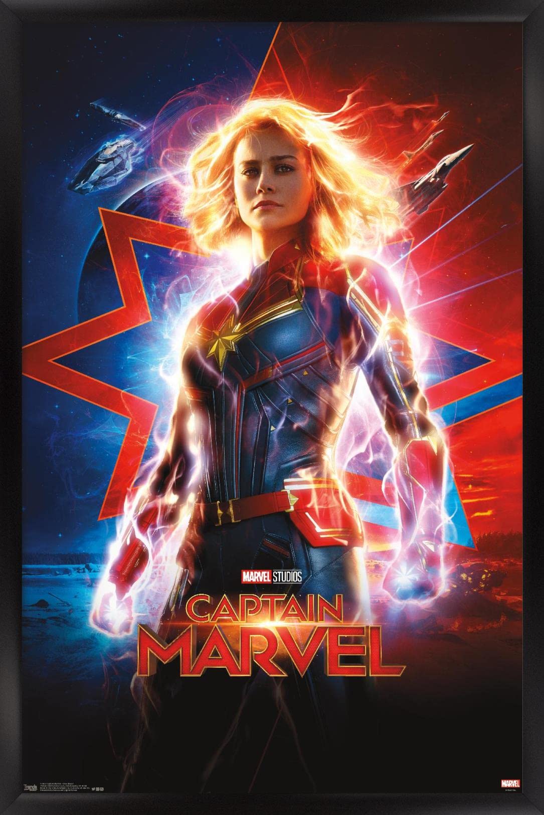 Trends International Marvel Cinematic Universe - Captain Marvel - One Sheet Wall Poster, 22.375'' X 34'', Black Framed Version