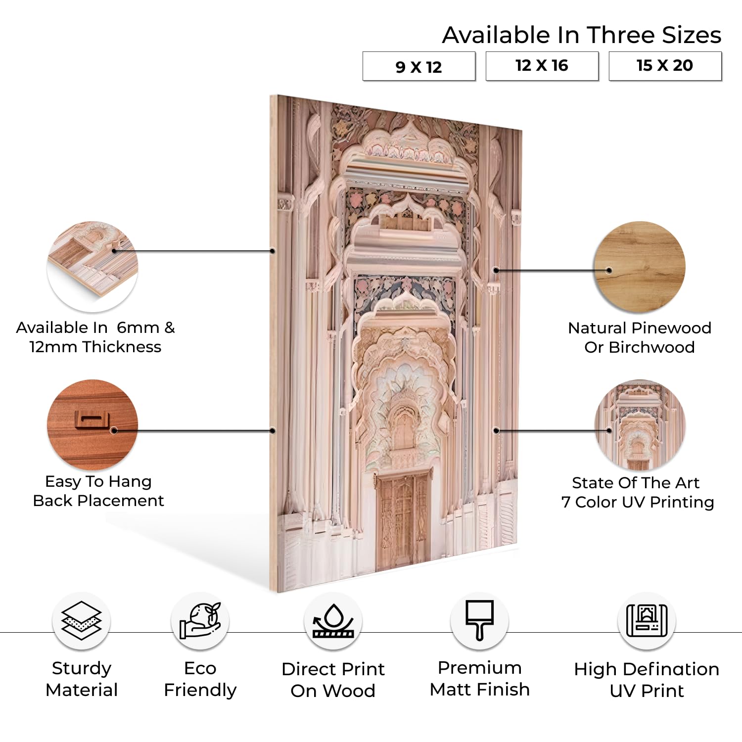 Chalk My Theme Jaipur City Wood Print Wall Art Set Of 3 Home Decor, Living Room, Bedroom, Cafe, Room Painting For Wall Decoratio