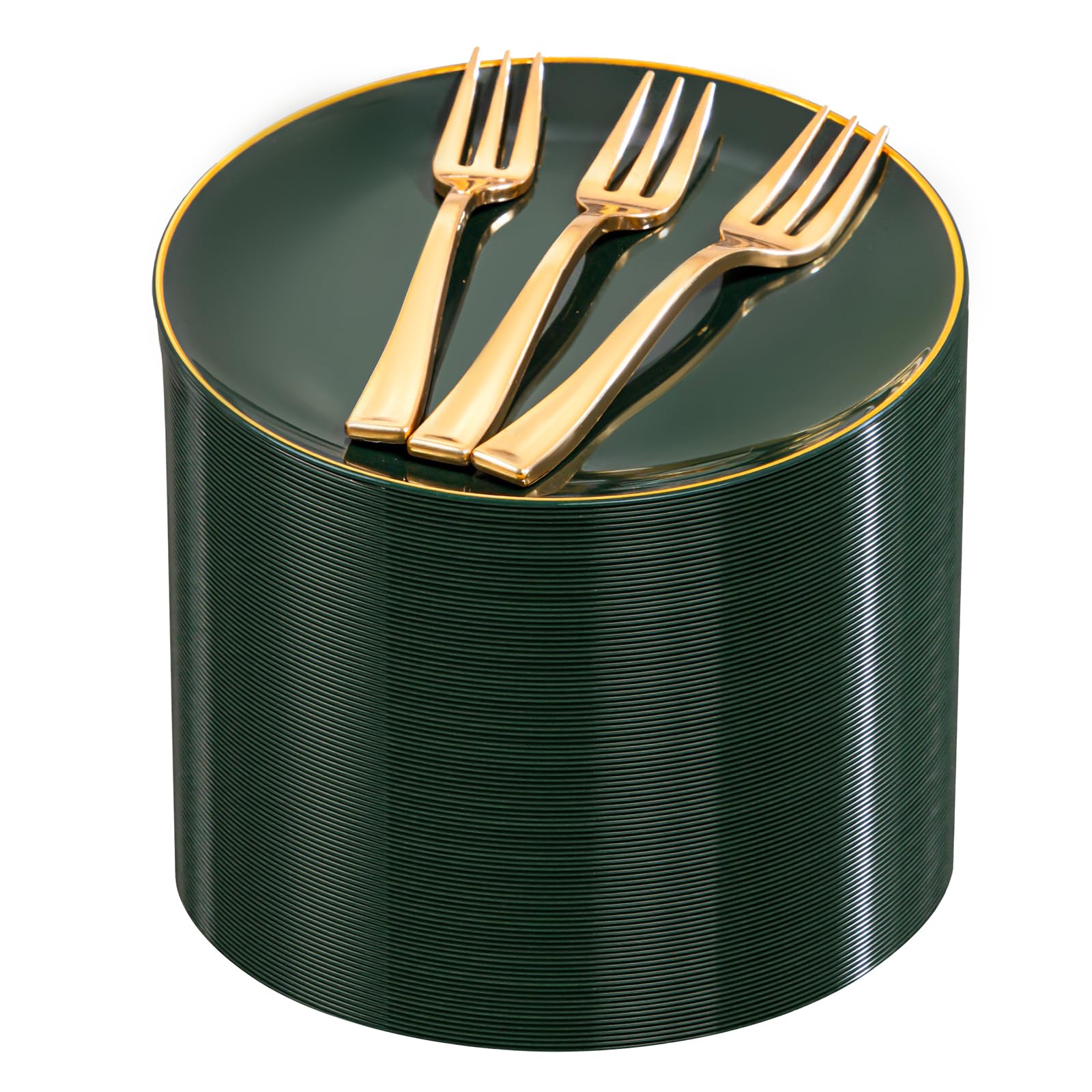Festiva 200Pcs Green Dessert Plates 6.3 with Plastic Forks 5- Small Disposable Plates- Dessert/Cake/Appetizer Plastic Plates inc