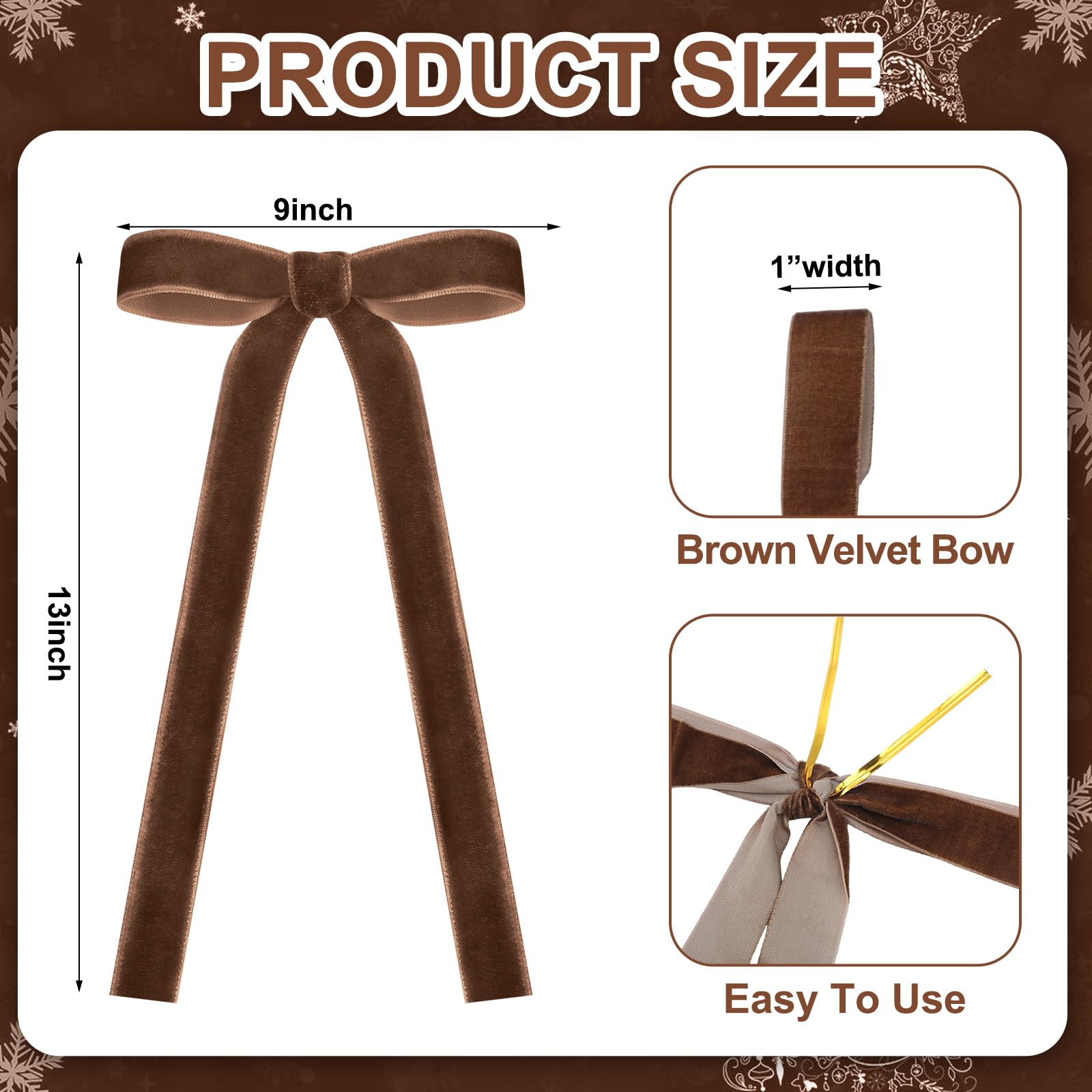 Glitinsel 24 Pcs Velvet Bows Christmas Tree Ornaments Vintage Velvet Ribbon Bows for Tree Garland Wreath Indoor Xmas Decorations