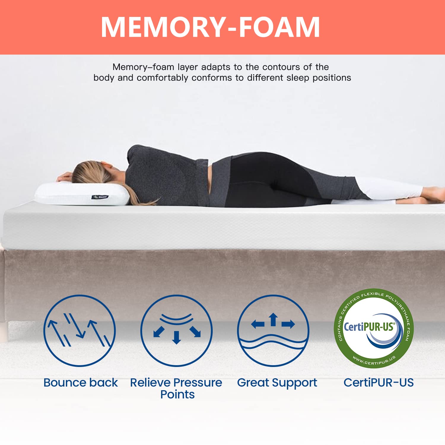 FDW 5 Inch Gel Memory Foam Mattress Medium-Firm Mattress for Pressure Relief & Cooler Sleep Mattress for Kid Adults CertiPUR-US Certified Mattress in a Box Twin