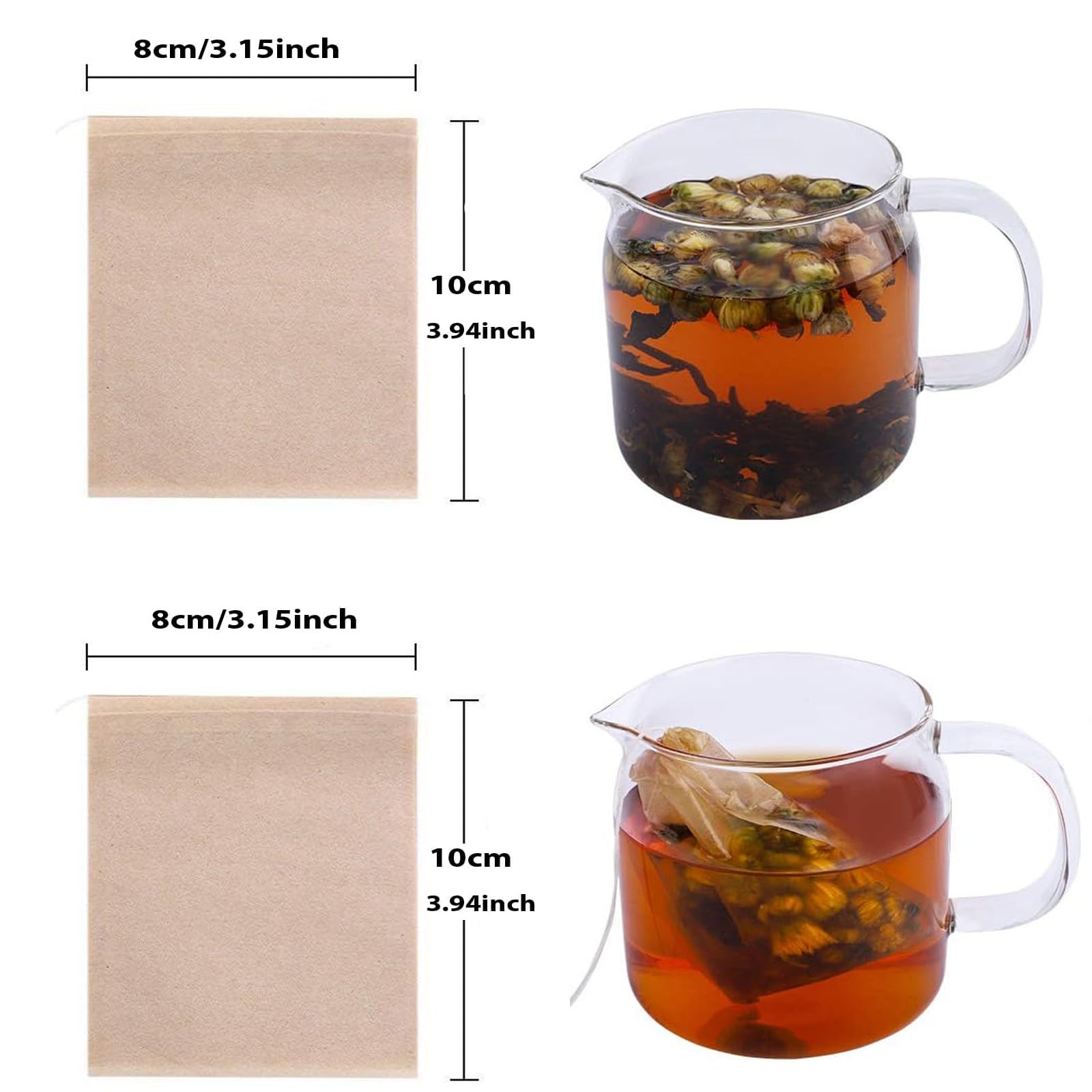 100 Pcstea Filter Bags, Tea Bags For Loose Leaf Tea Safe & Natural Material, Disposable Tea Infuser For Loose Leaf Tea, Coffee,