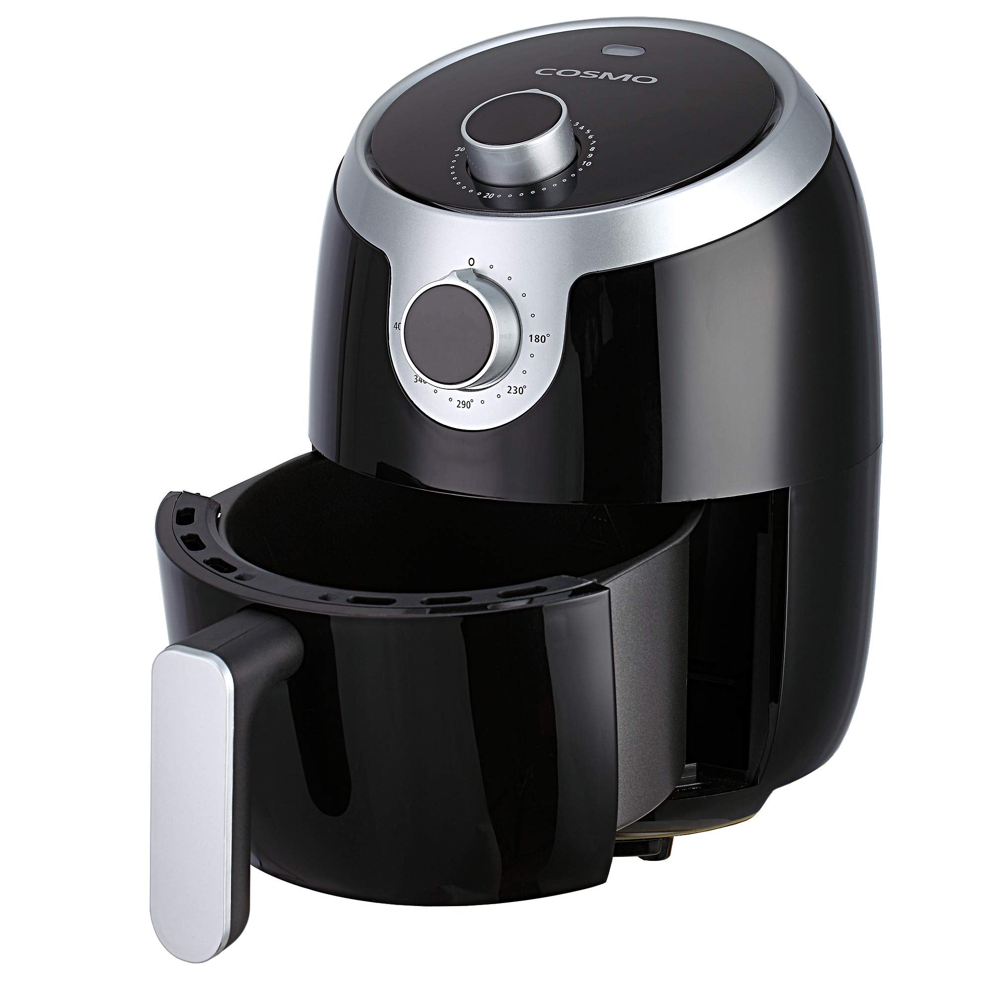 COSMO COS-23AFAKB 2.3 Quart Electric Small Air Fryer with Temperature Control, Timer, Auto Shut-Off, Non-Stick Frying Tray, 1000