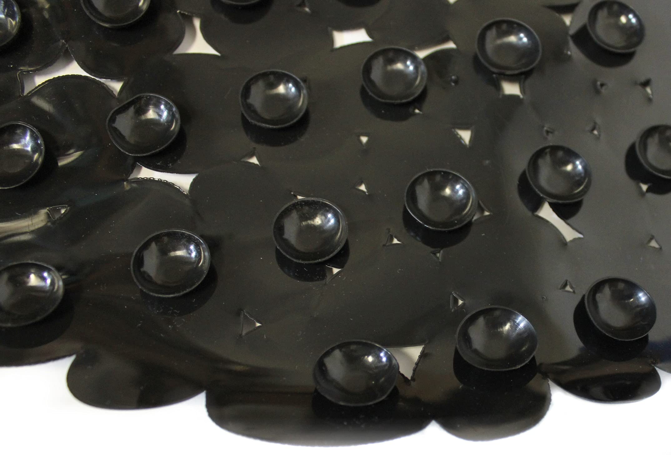 Dependable Industries Inc. Essentials Luxury Pebble Oval Bath Mat, 27'' X 14'' - Elegant Black, Anti-Slip Pvc With Secure Suctio