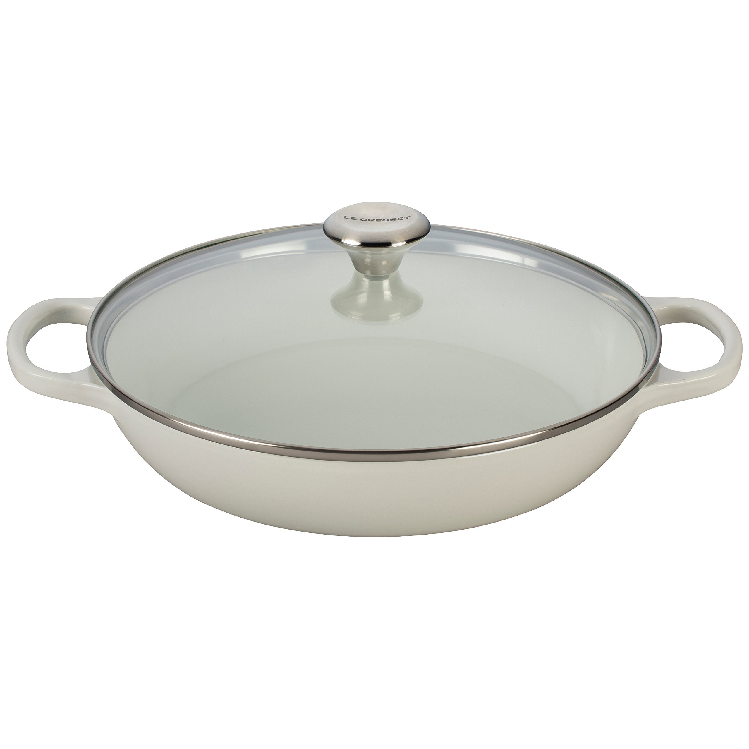 Le Creuset of America Enameled Cast Iron Buffet Casserole with Glass Lid, 3 1/2 quart, White