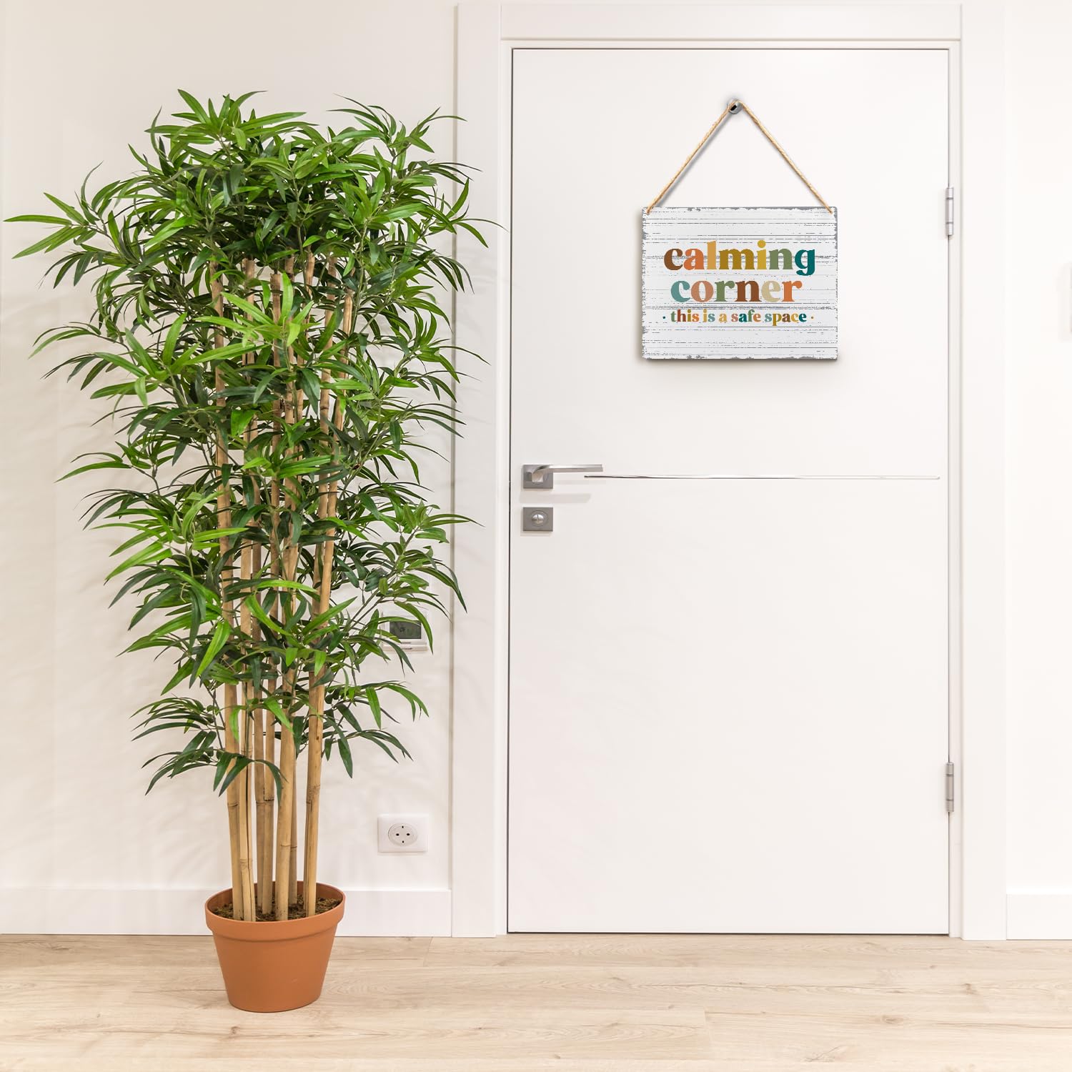 Absnfatu Calming Corner Hanging Wood Sign - Safe Space Classroom, School Counselor s Office, Calm Down Corner Decor - Boho Style