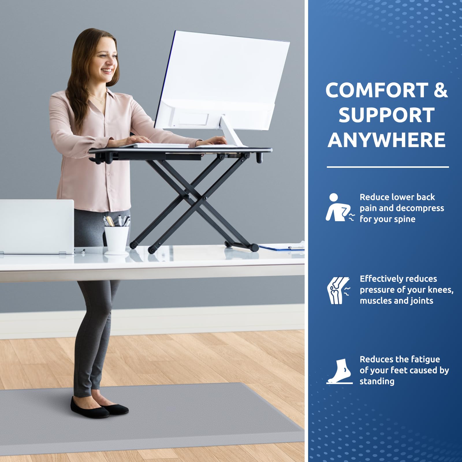 Kitchenclouds Kitchen Mat Cushioned Anti Fatigue Rug 22''X54'' Waterproof, Non Slip, Standing And Comfort Desk/Floor Mats For Ho