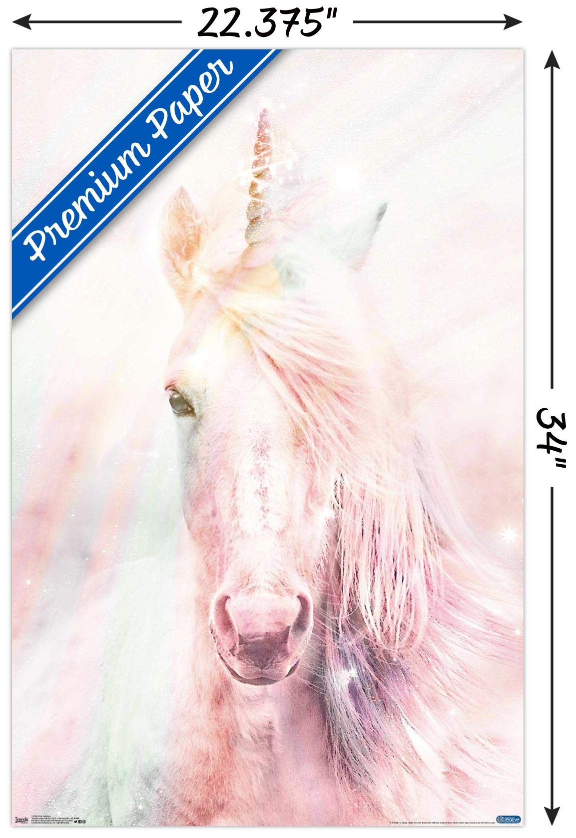 Trends International Pink Unicorn Wall Poster, 22.375'' X 34'', Premium Poster & Mount Bundle
