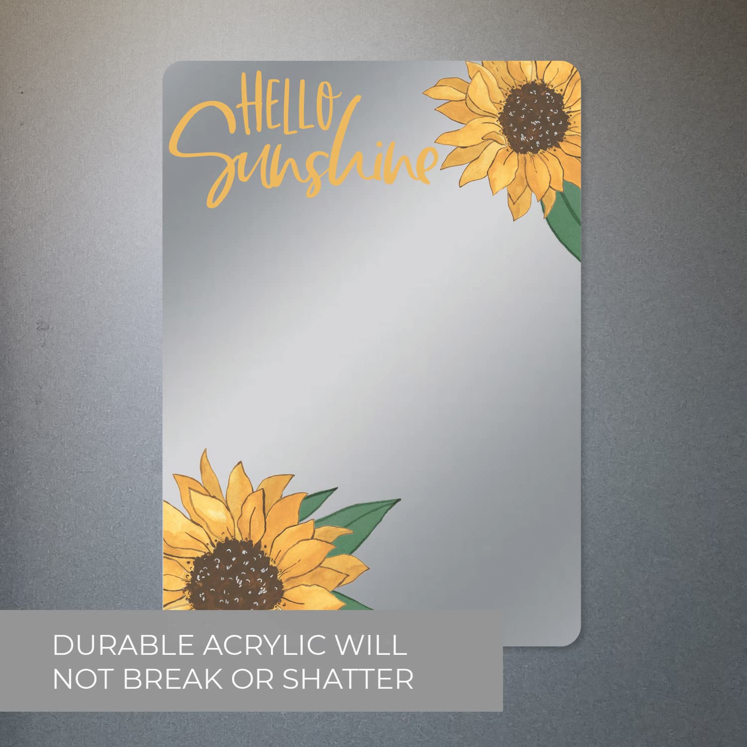Canopy Street Hello Sunshine Magnetic Mirror / 5'' X 7'' Shatterproof School Locker Accessory/Teen Girl Sunflower Decor/Beautifu