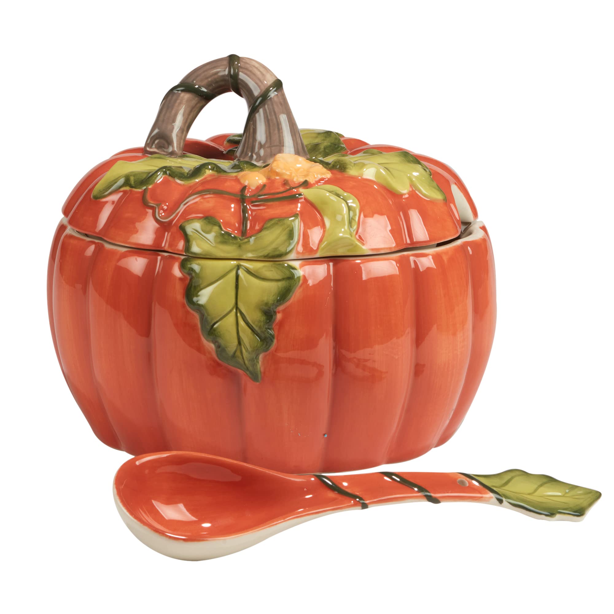 Harvest Morning Ceramic Pumpkin Tureen with Ladle  A stunning pumpkinshaped tureen perfect for soups, stews, or festive holida