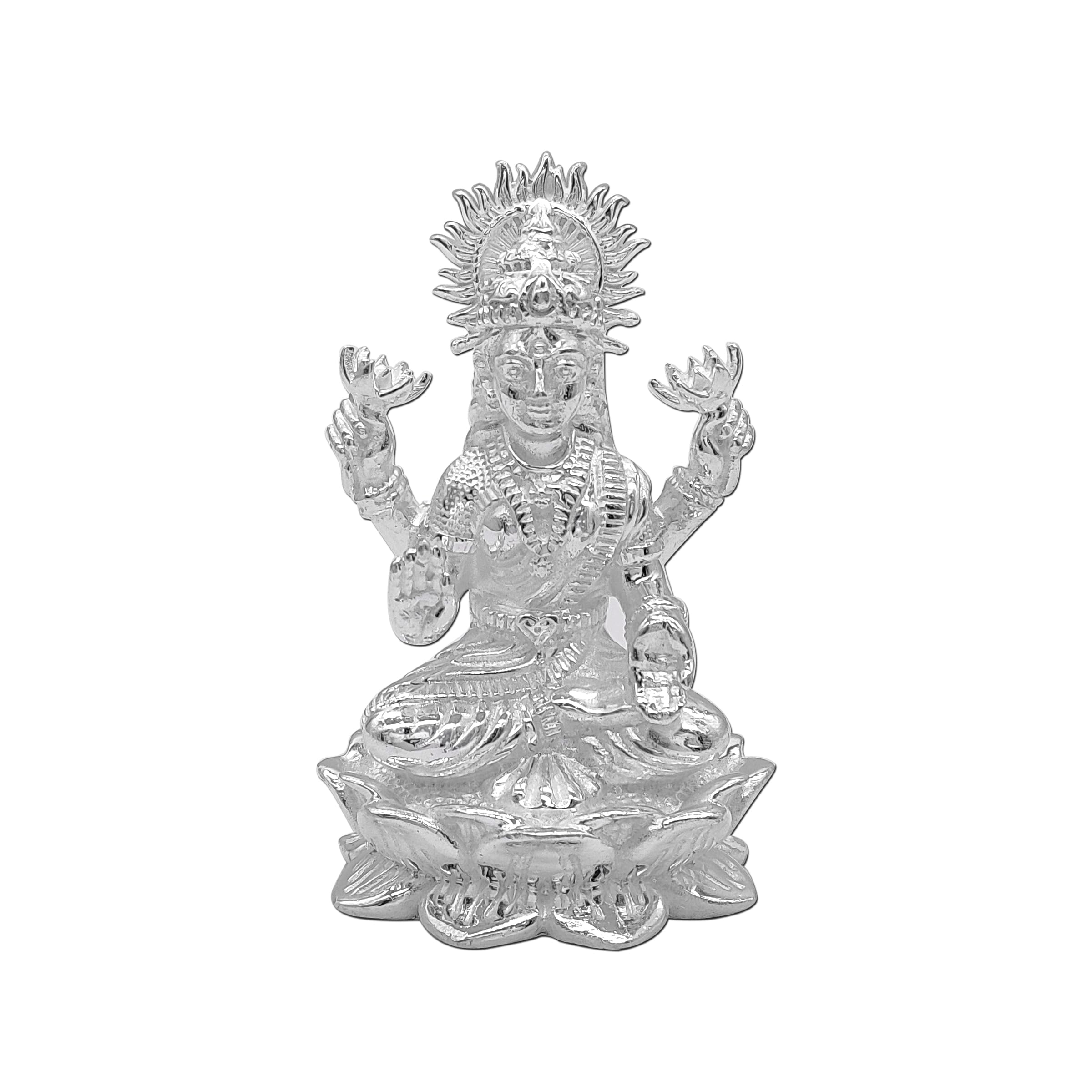 Maa Silver Pure Silver Laxmi Lakshmi Ji Bis Hallmarked Solid Idol/Murti With Lotus Kamal Base Perfect For Gifting & Pooja Use (9