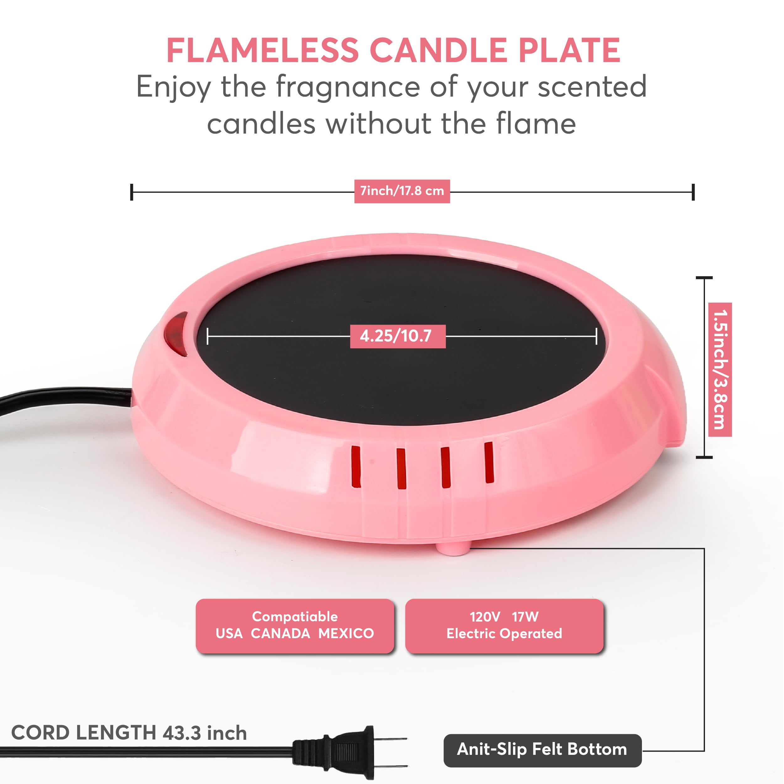 Large Candle Warmer Plate Safely Releases Scents Without A Flame - Used As Candle Jar Warmer, Coffee Warmer, Mug Warmer, Cup War