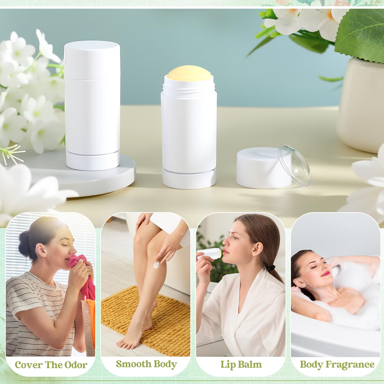 Teenyyou 30 Pcs Empty Deodorant Containers Twist Up Filling Stick Plastic Deodorant Container Refillable Bottles Bottomfill Roun