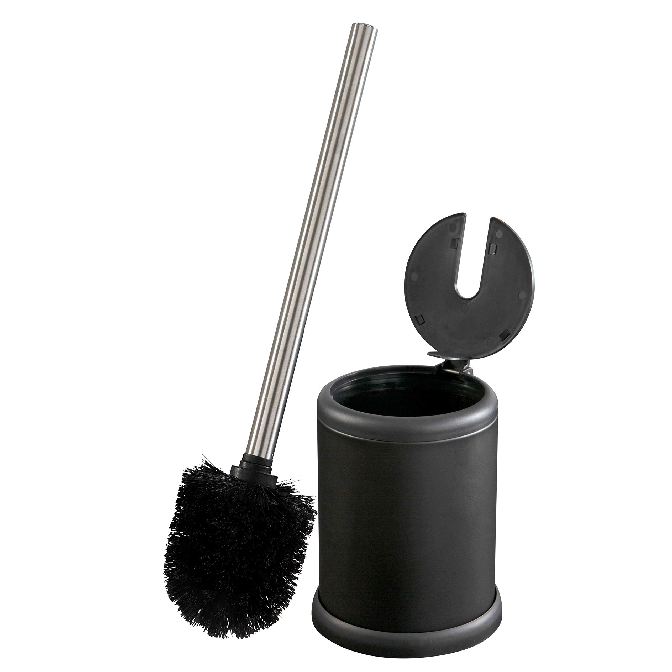 Bath Bliss Toilet Brush And Holder | Self Closing Lid | 360 Degree Brush Head | Bathroom Cleaning | Compact Size | Storage And O