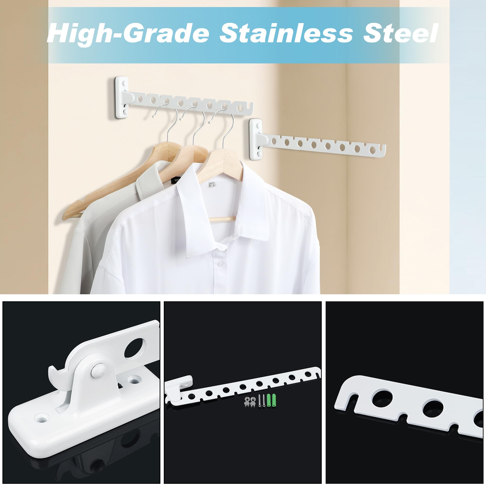 Alise Folding Clothes Hanger Rack, Stainless Steel Wall Mounted Drying Rack, Space Saving Laundry Hanging Rack For Laundry Close