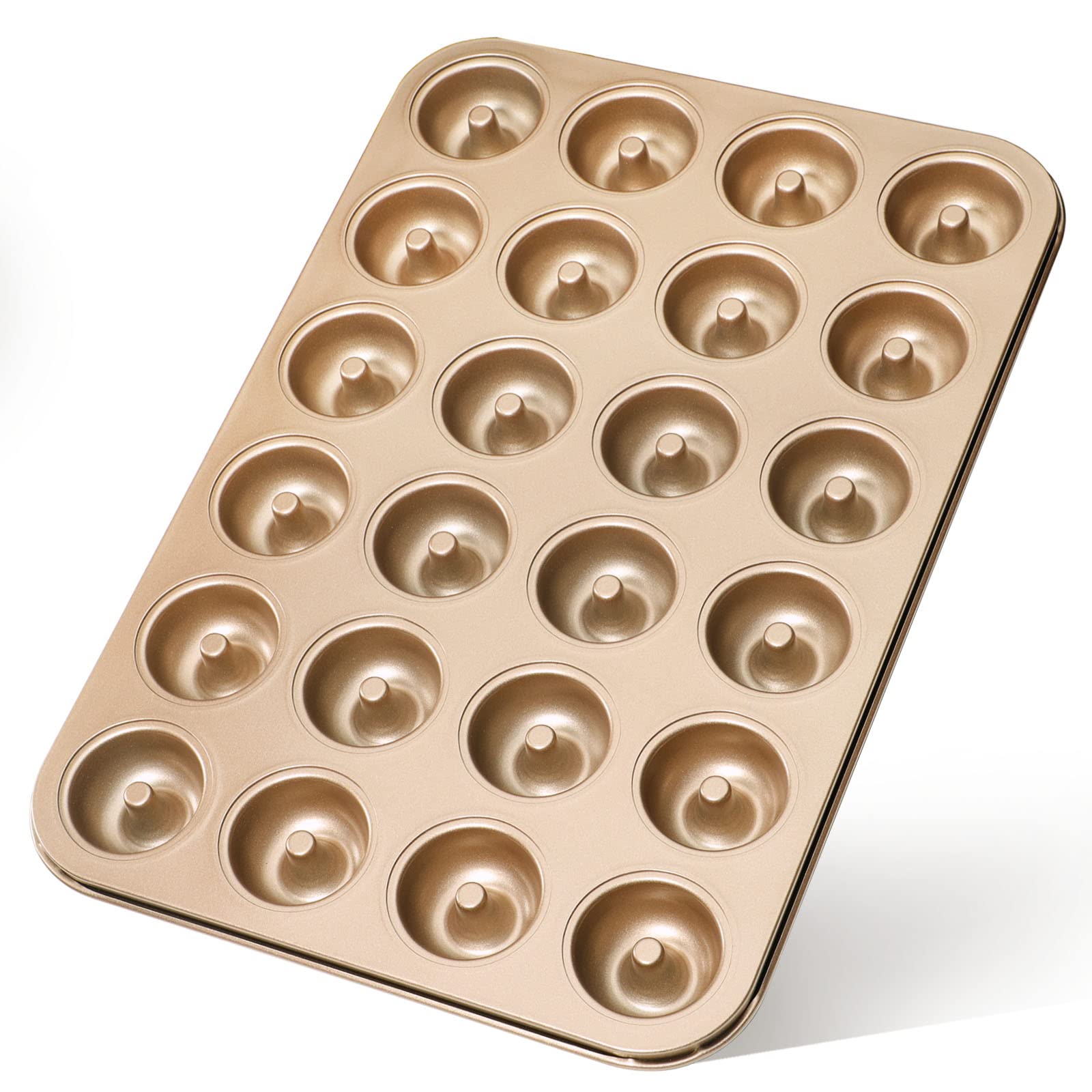 Webake Mini Donut Pan Non-Stick 24-Cavity Small Donut Tray Heavy Gauge Bite Size Inch Doughnut Pans For Baking