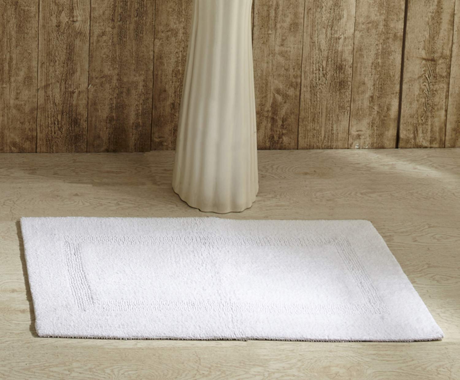 Better Trends 100% Cotton Lux Collection Bath Mats, White Bath Mat - Tufted, Reversible & Absorbent & Machine Washable Bath Mats