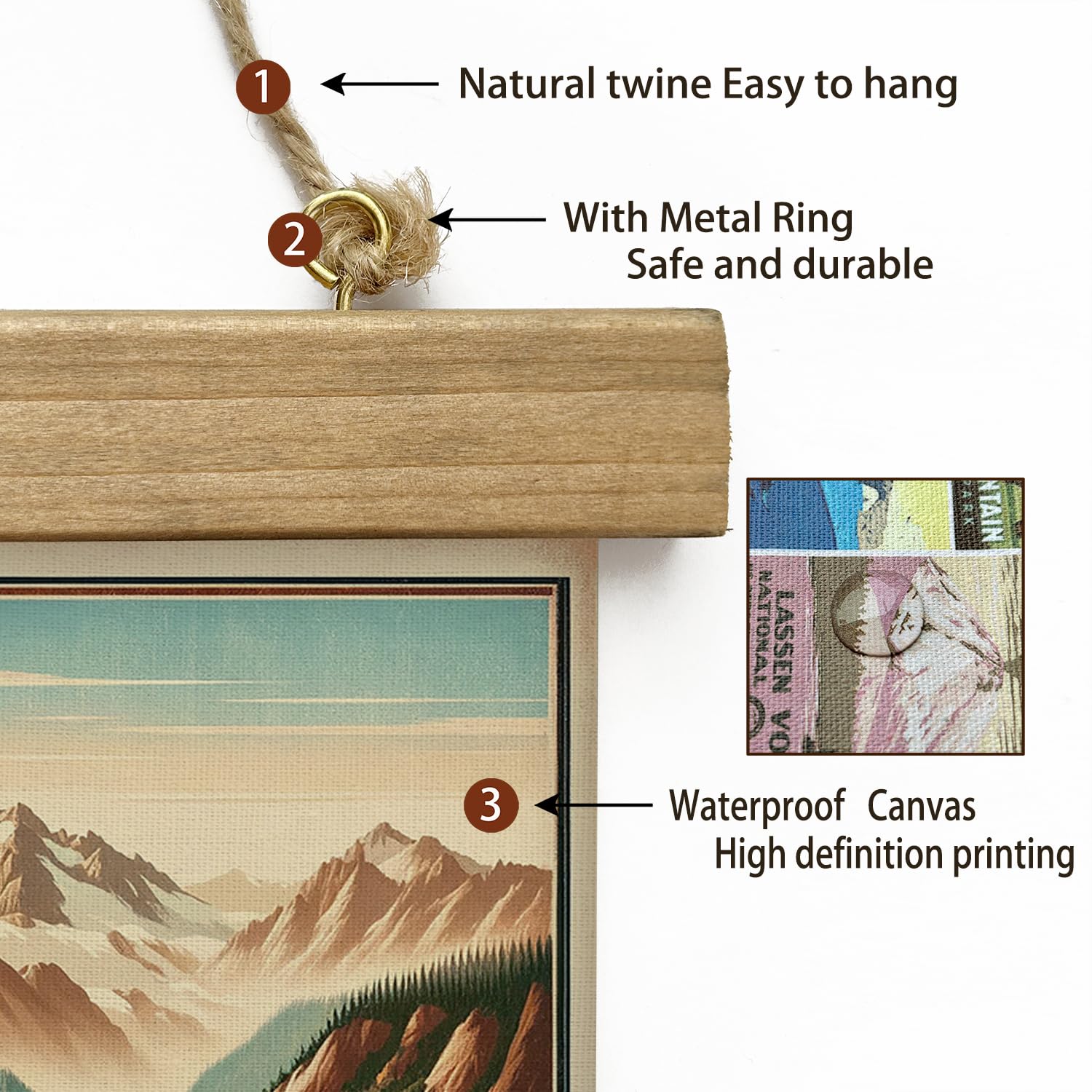 Xiaoaika Vintage Olympic National Park Travel Poster With Wooden Scroll Frame - Living Room, Bedroom, Home, Office Retro Art Pri