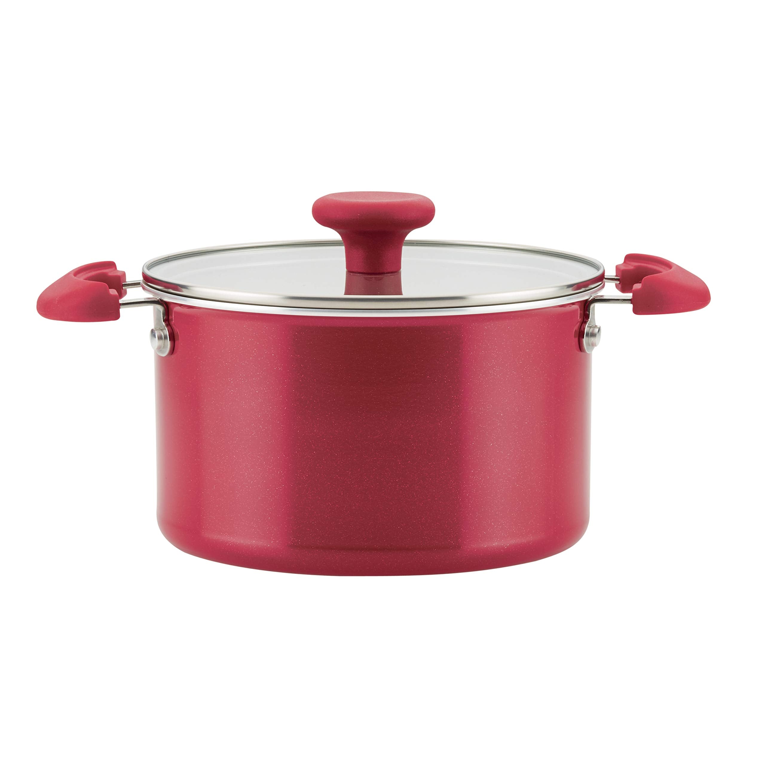 Rachael Ray 8-Piece Create Delicious Stackable Nonstick Cookware Set, Red Shimmer