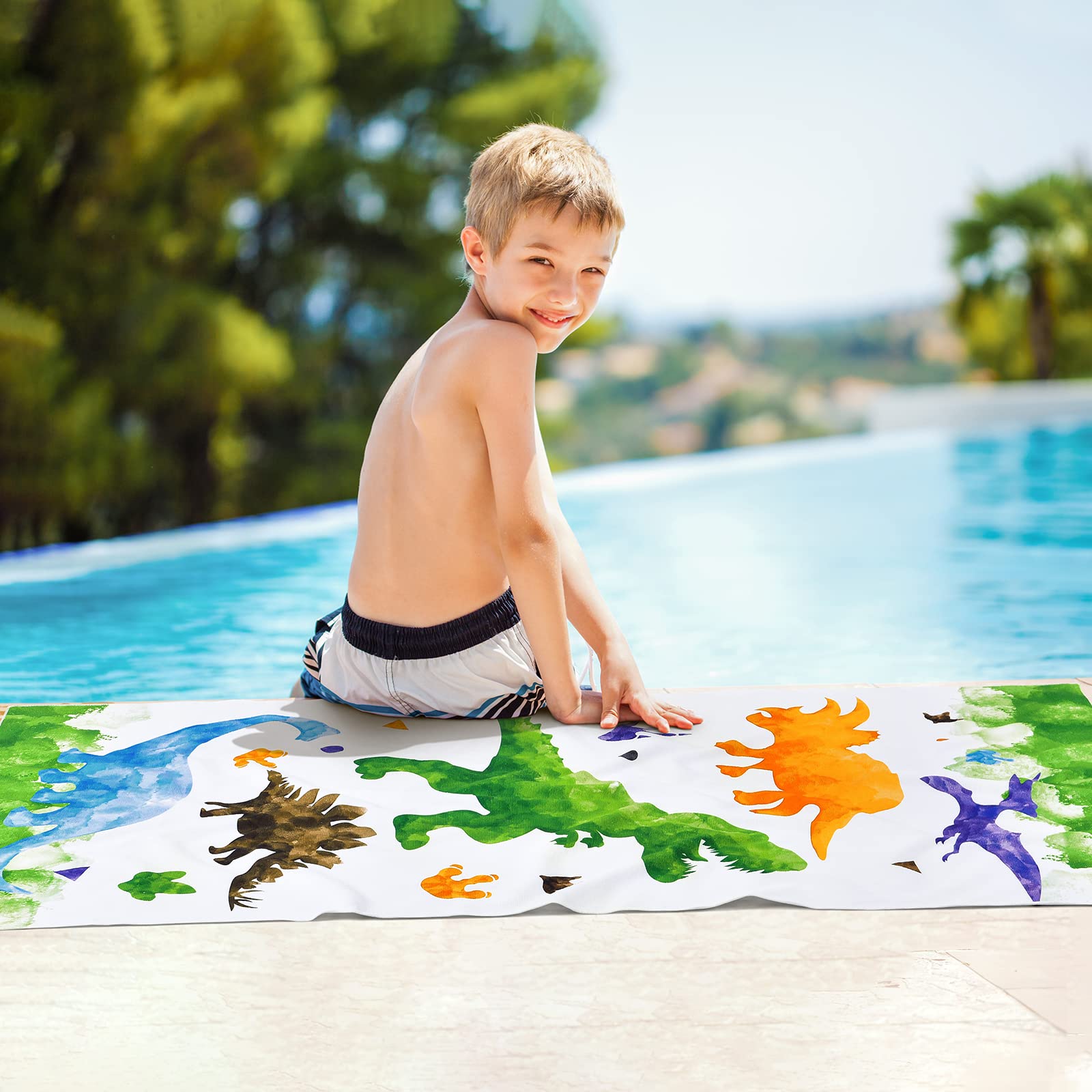 WERNNSAI Dinosaur Beach Towel - Watercolor Dino 30